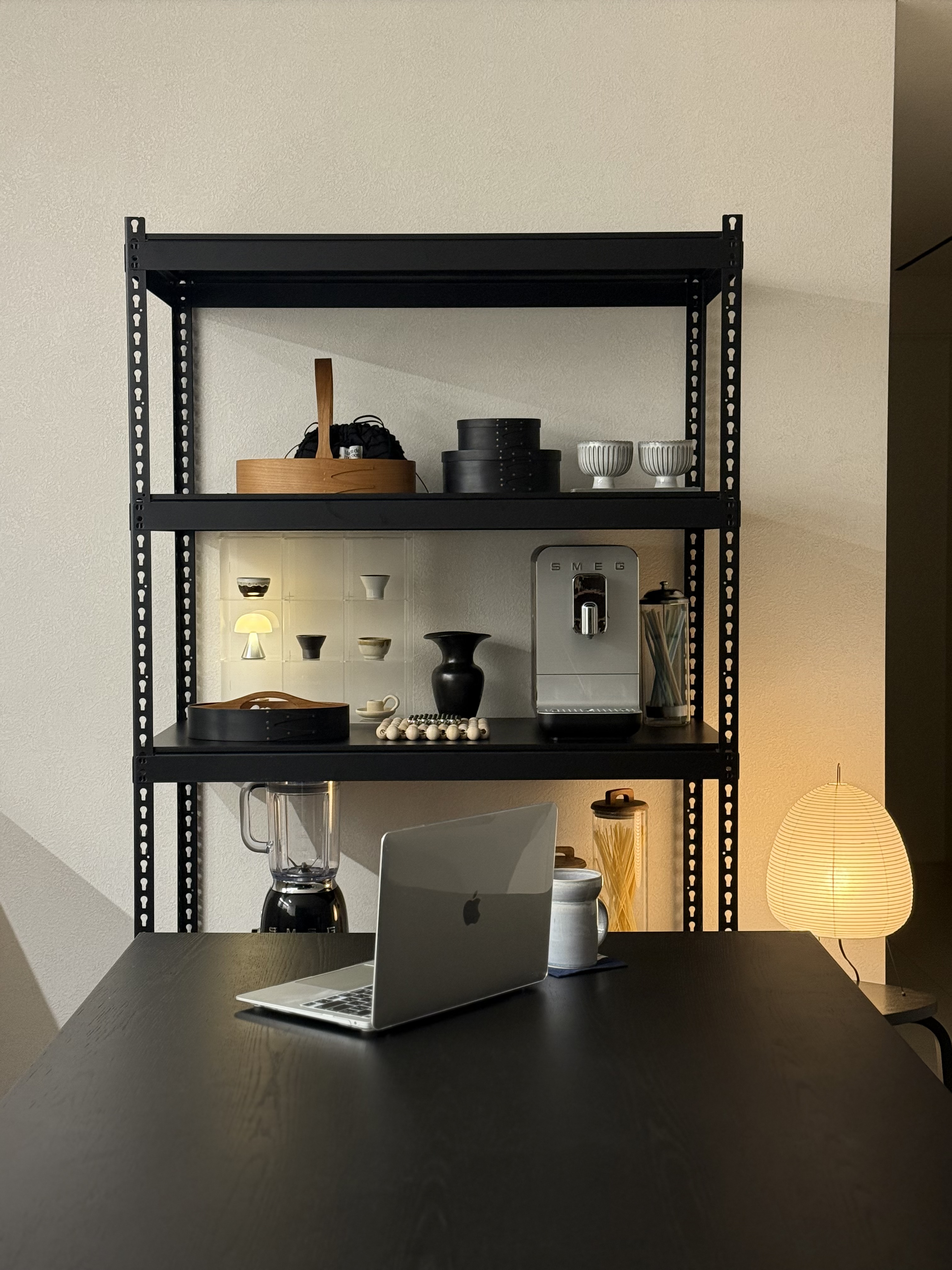 폴던스랙 올스틸 올블랙 홈 카페 거실 수납 선반 인테리어 선반장 600x400x2100mm, 5단, 블랙 - 상세 이미지 3