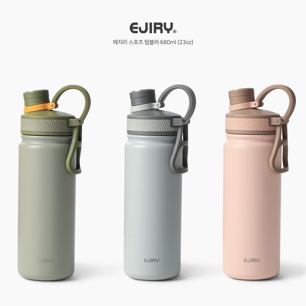 물병 텀블러 이중스텐컵 넓은입구 손잡이 스포츠물통 보온보냉 680ml - 상세 이미지 2