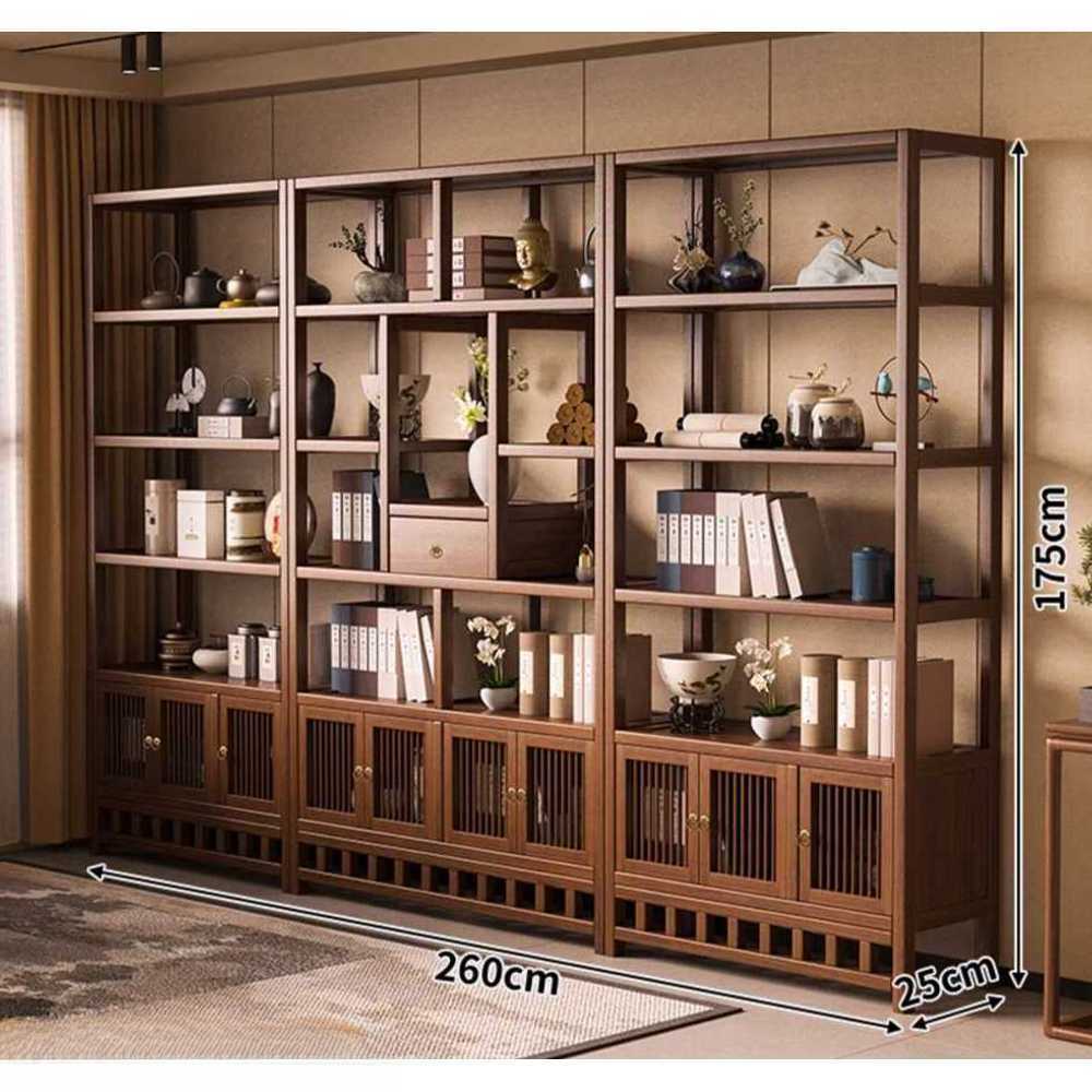 수석 진열장 원목 조각 장식품 전시용 인테리어 장 A형 160x25x175cm - 상세 이미지 3