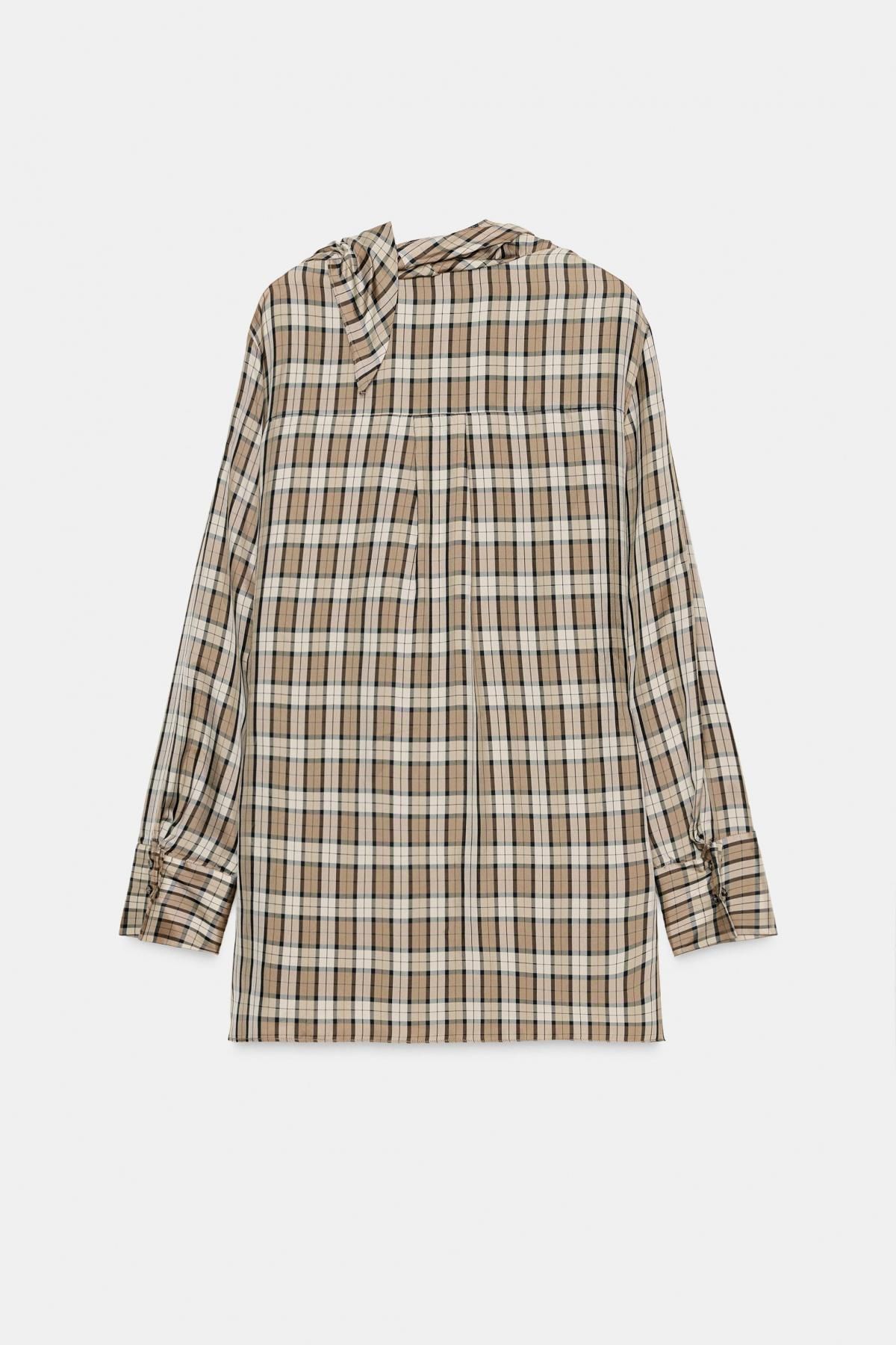 자라 체크 드레이프 긴팔 셔츠 9228/854 BEIGE - 상세 이미지 3