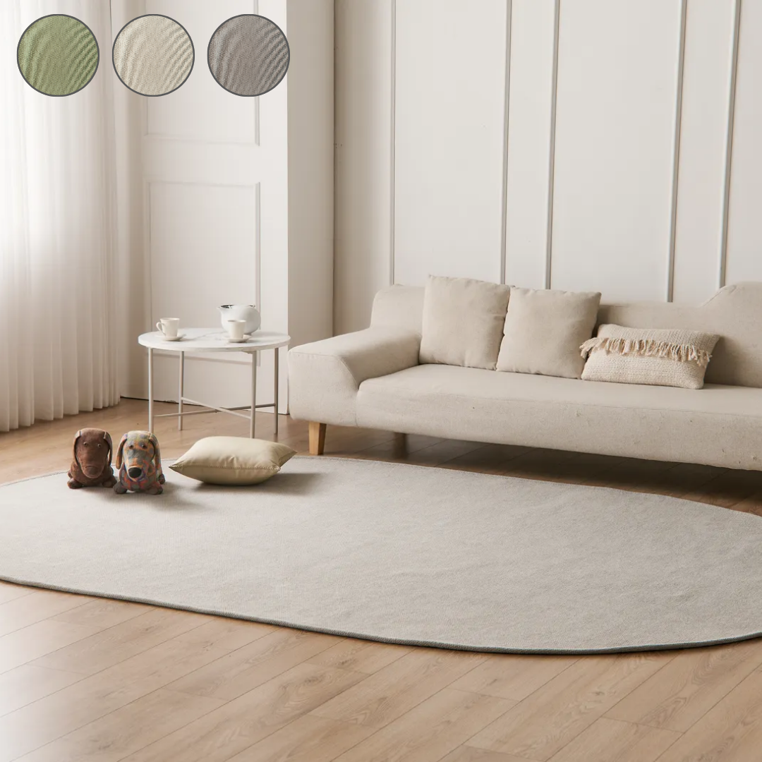 짜임좋은 거실러그 방수 워셔블 대형 카페트 주문제작 그레이, 타원)150x225cm