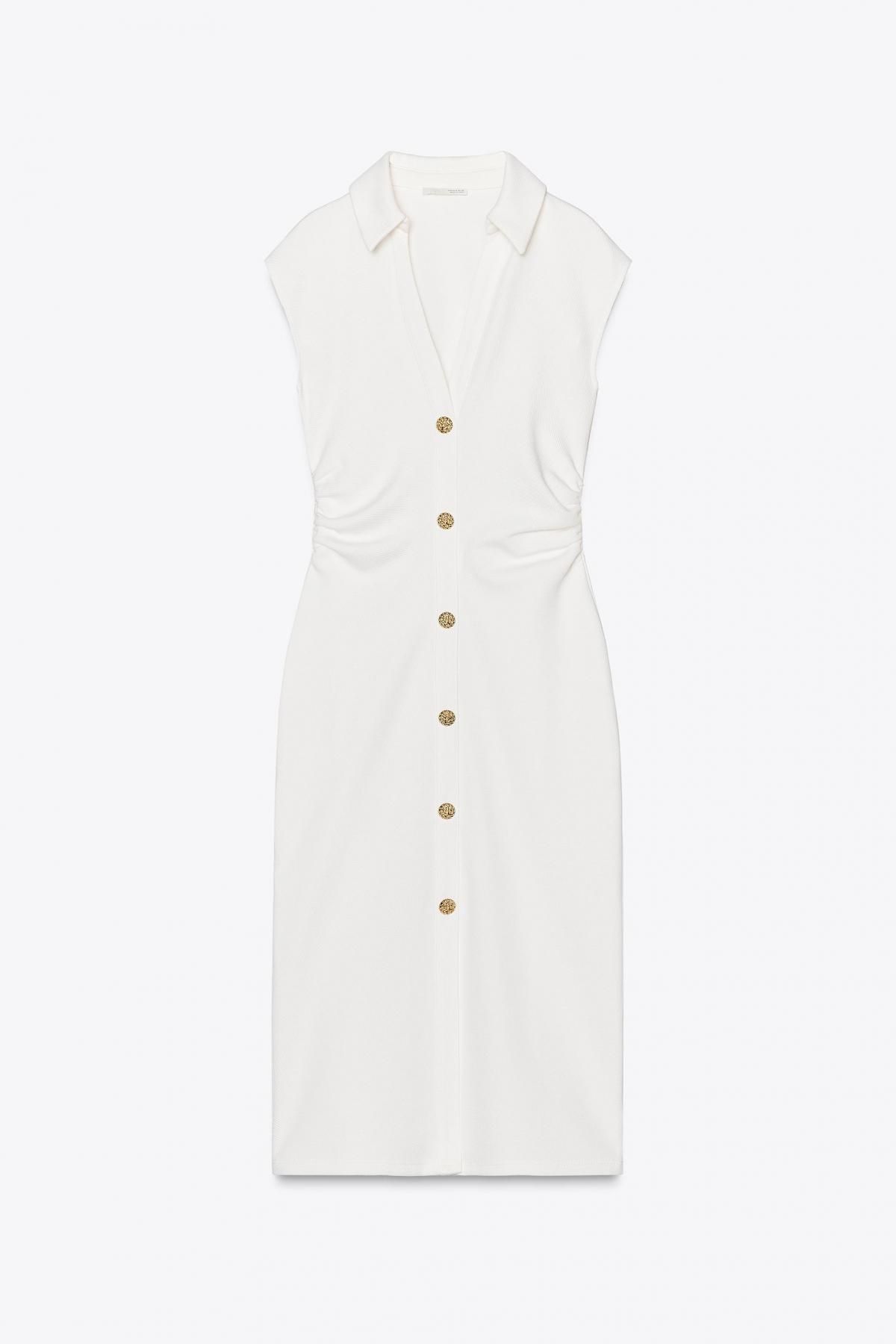 자라 피케 셔츠 원피스 3644/176 OYSTER-WHITE - 메인 이미지