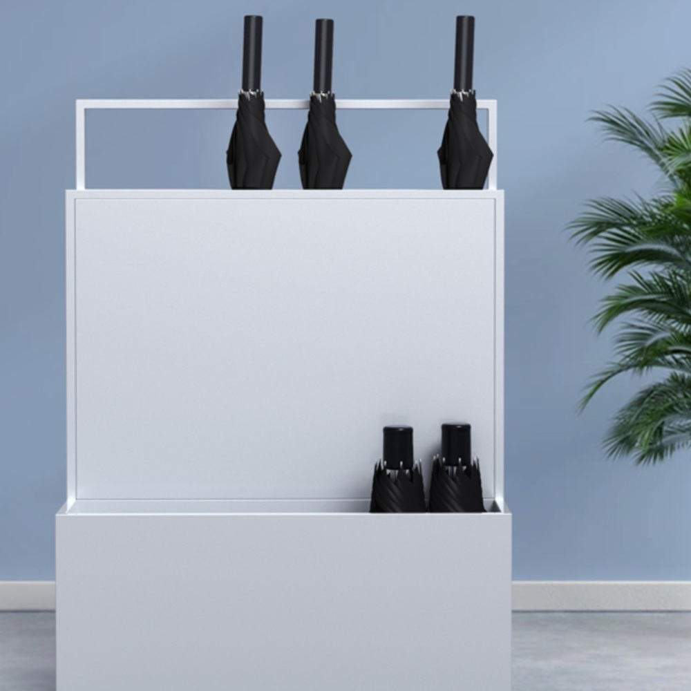 깔끔정리 업소용우산꽂이 대용량우산꽂이 개업선물 우산보관함 철제 카페 화이트 48x27x65 - 상세 이미지 4