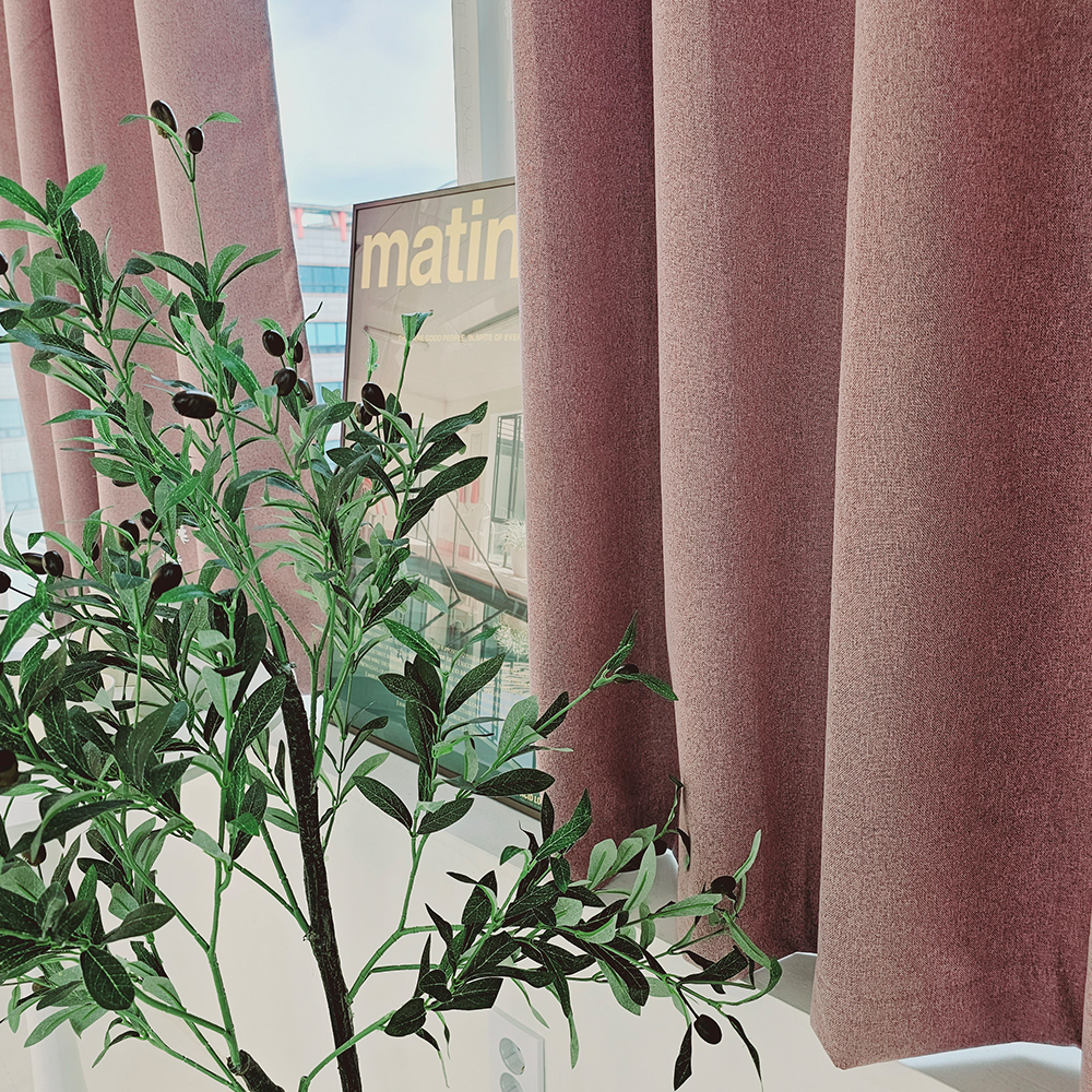 [창문형] 암막커튼+초강력 커튼압축봉 세트 핑크퍼플, 130x165cm