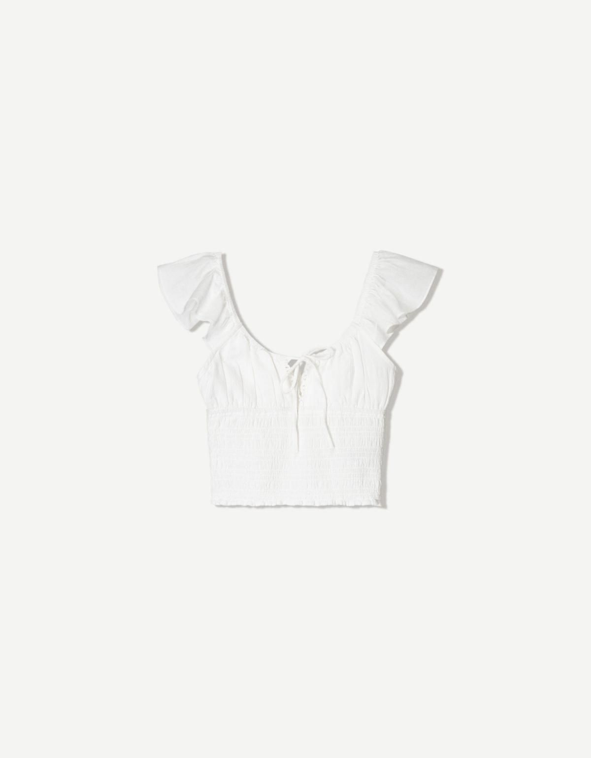 버쉬카 러스틱 개더드 탑 3803/494 WHITE - 상품 이미지