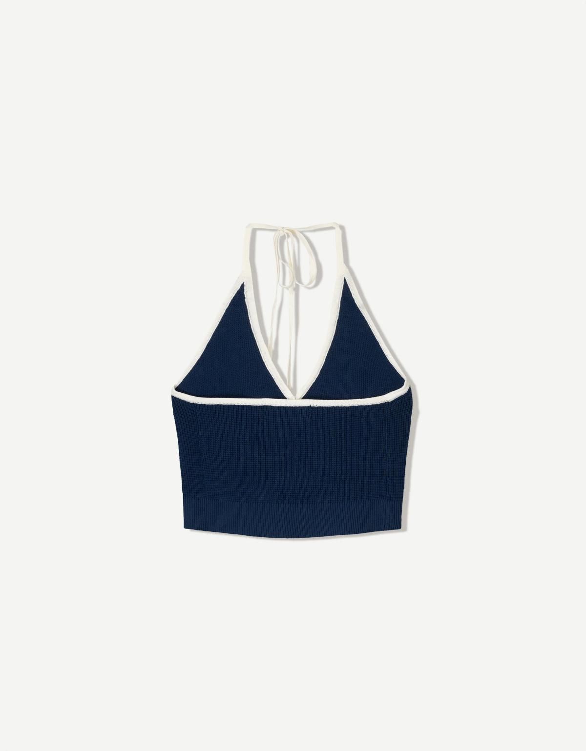 버쉬카 배색 홀터 탑 3955/663 BLUE - 상세 이미지 2