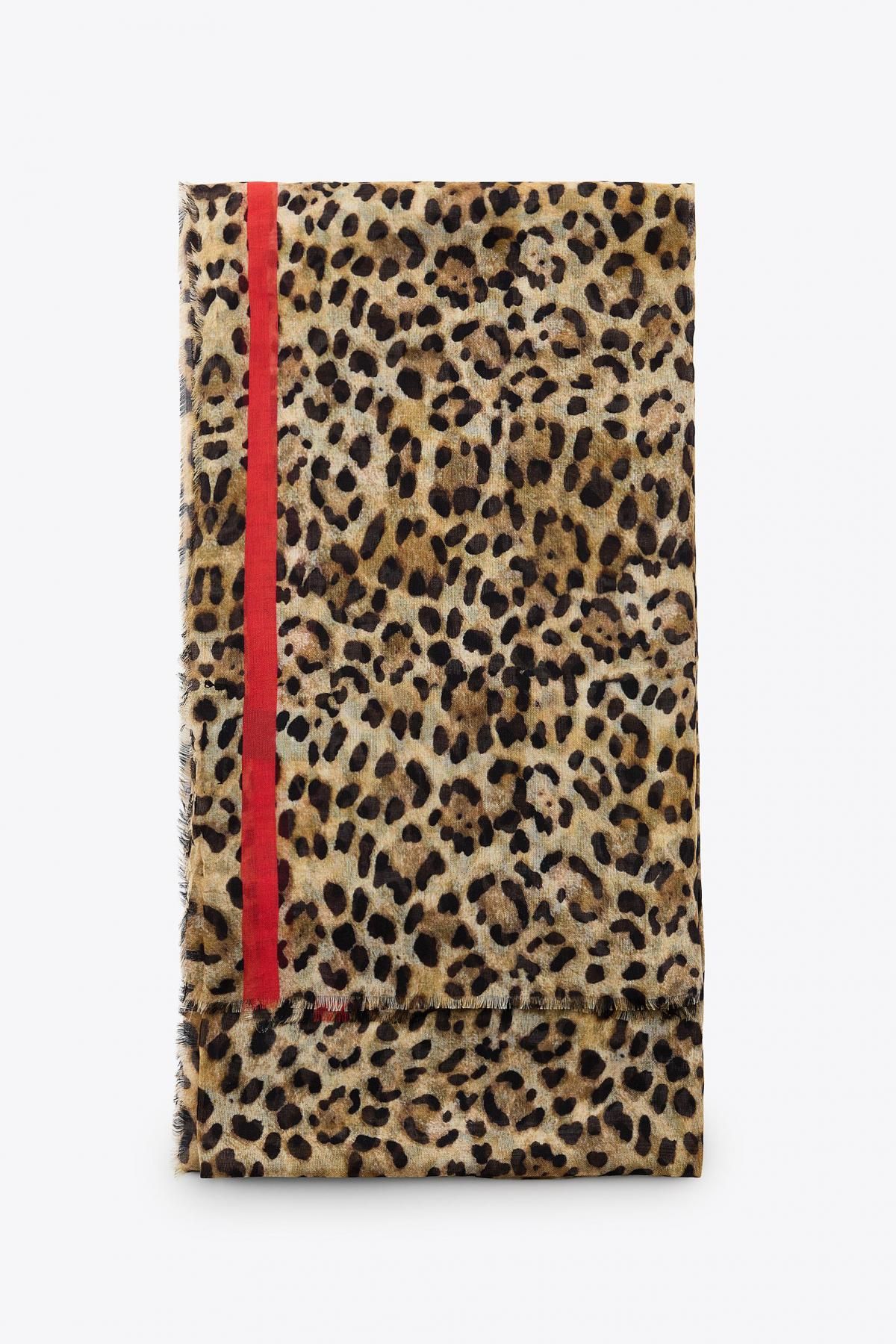 자라 애니멀 프린트 모달 실크 스카프 4758/203 LEOPARD - 메인 이미지