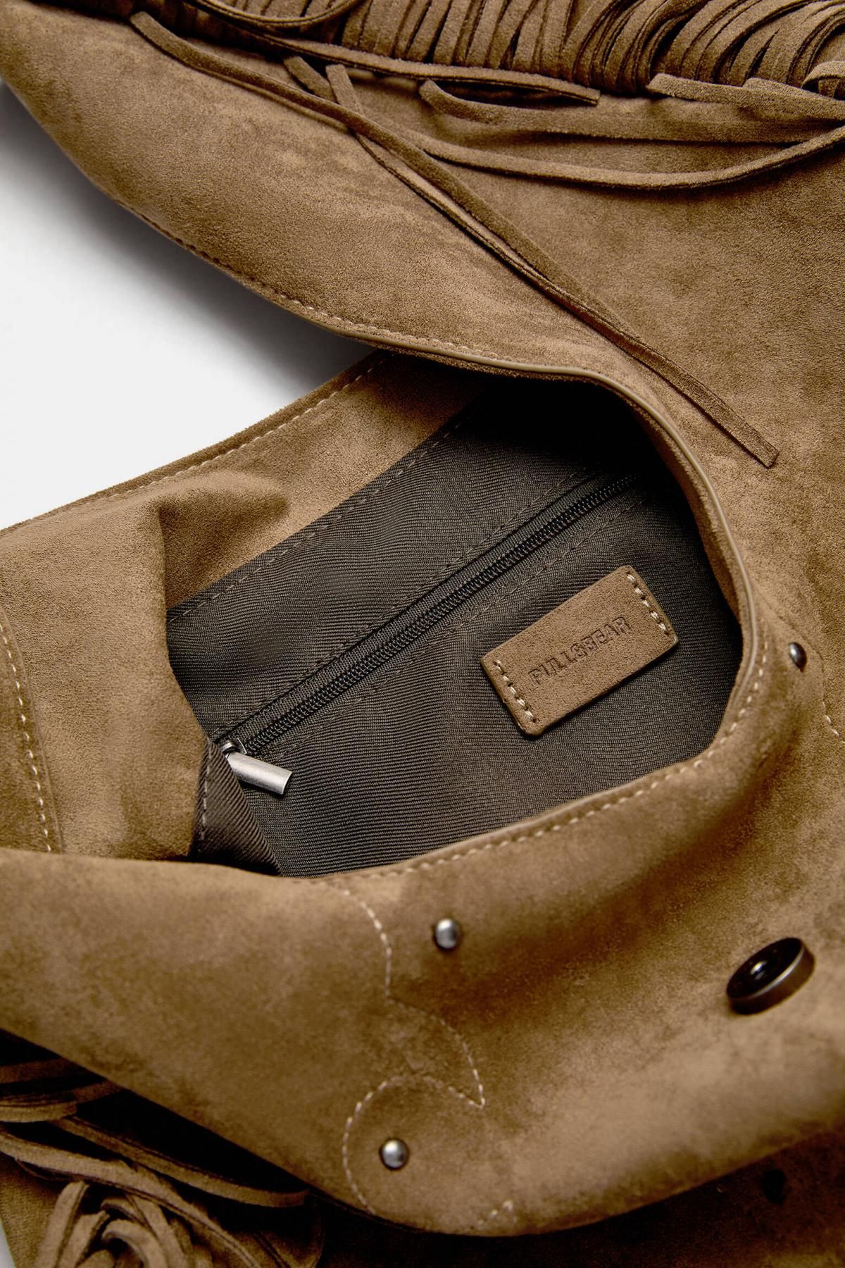 풀앤베어 보헤미안 프린지 스웨이드 쇼퍼백 브라운 4274/540 LEATHER - 상세 이미지 5