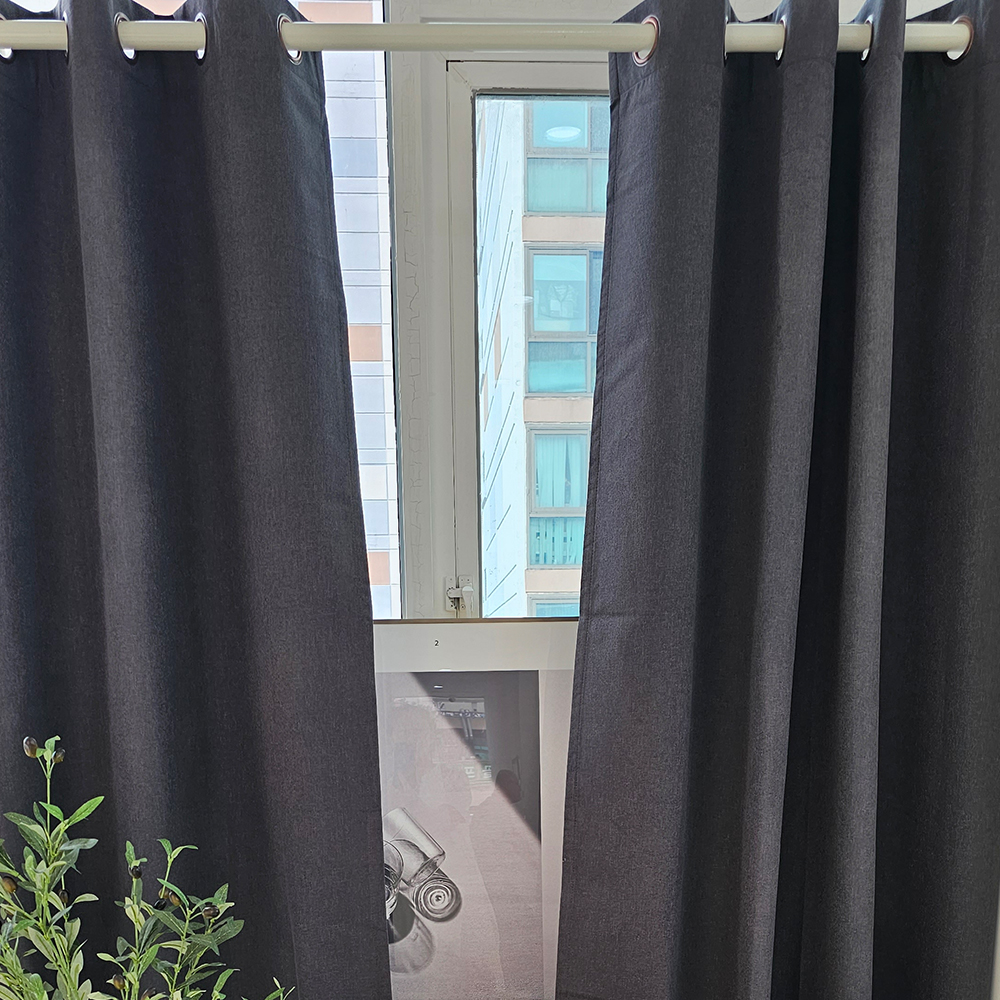 [창문형] 암막커튼+초강력 커튼압축봉 세트 다크그레이, 260x165cm
