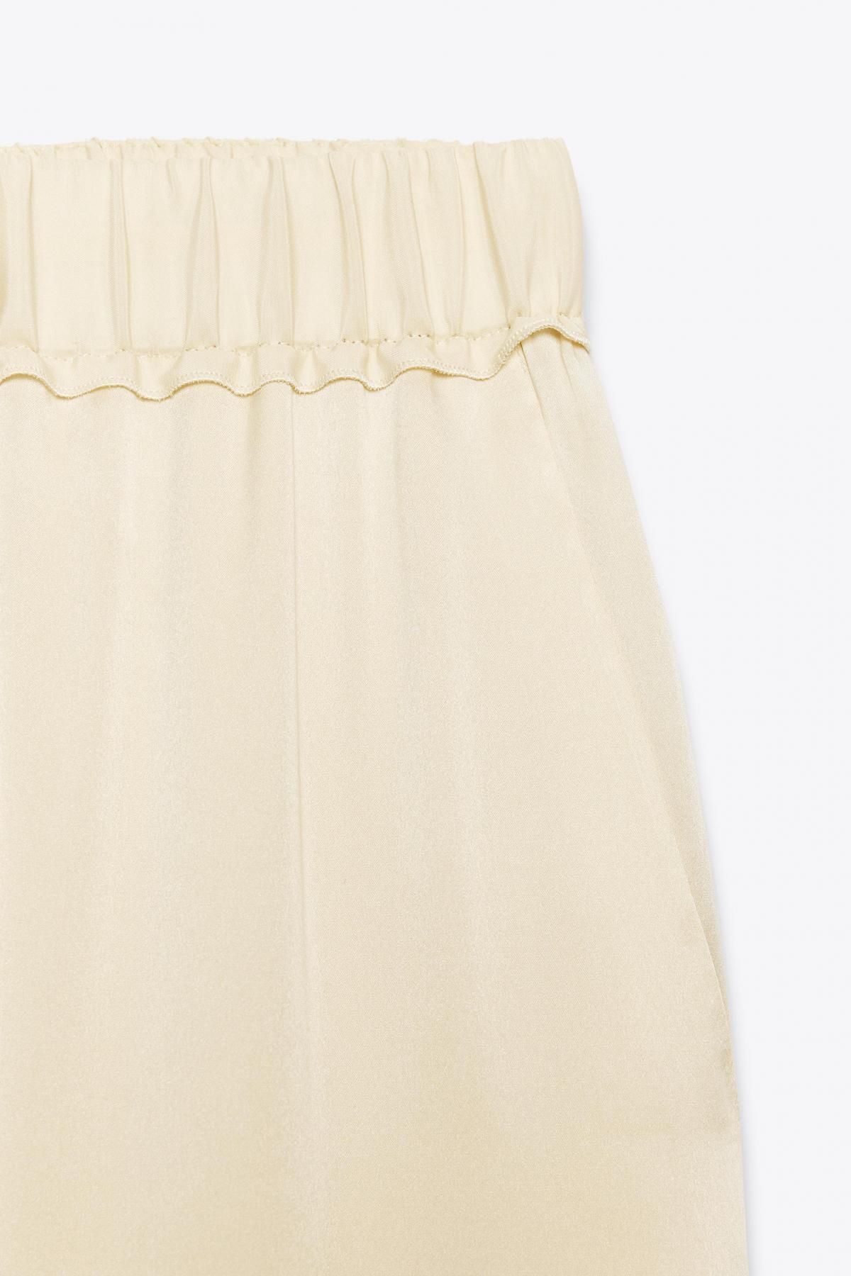 자라 프리미엄 실크 와이드 팬츠 7824/147 BEIGE - 상세 이미지 4