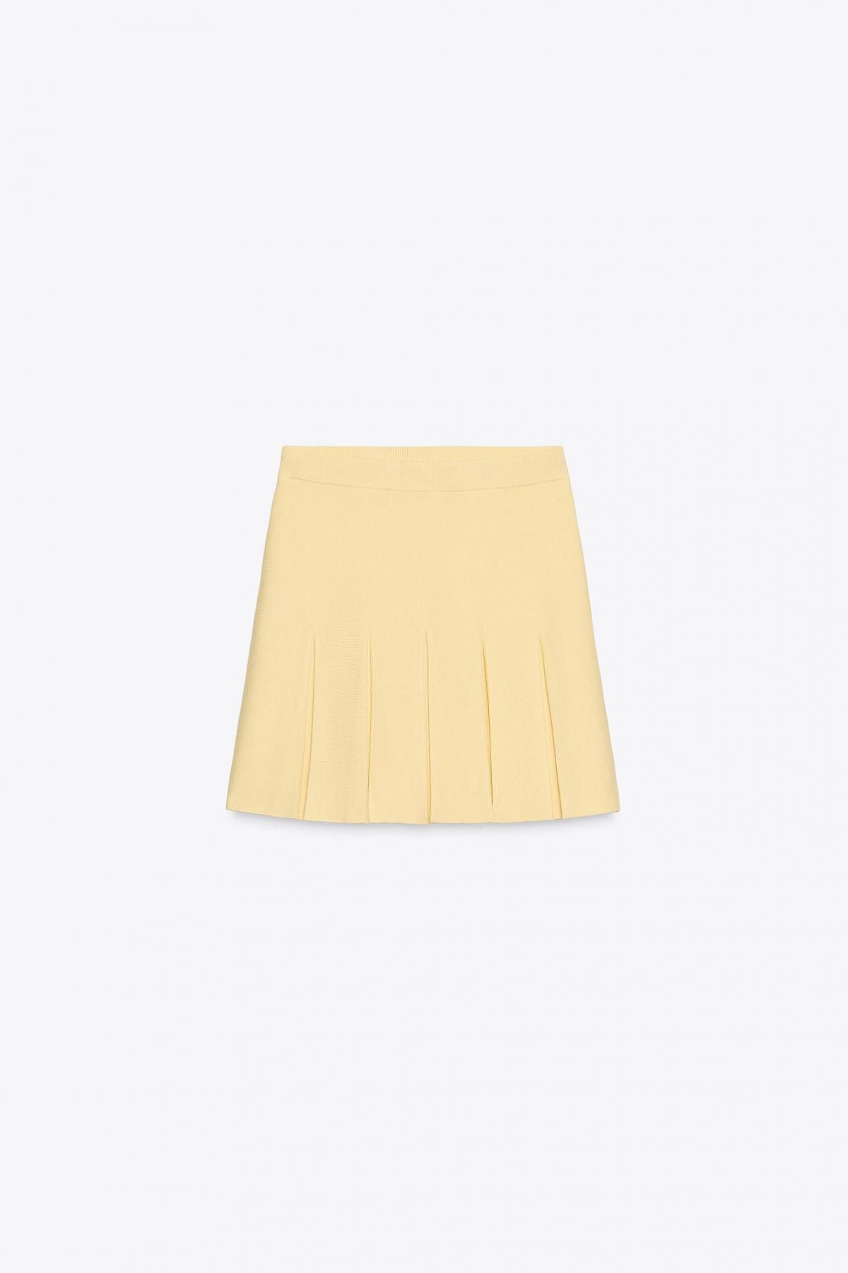 자라 플리츠 하이웨이스트 니트 미니 스커트 5755/040 LIGHT YELLOW - 메인 이미지