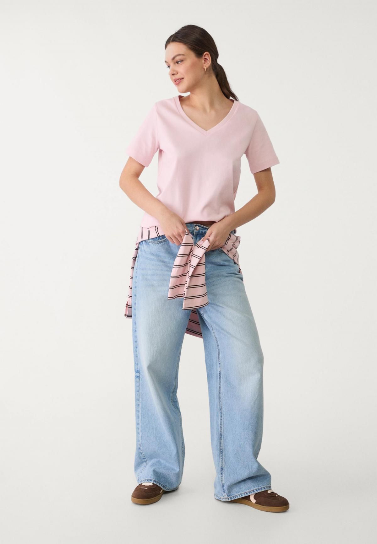 스트라디바리우스 헤비웨이트 브이넥 베이직 반팔 티셔츠 2544/286 PASTEL PINK - 상세 이미지 4