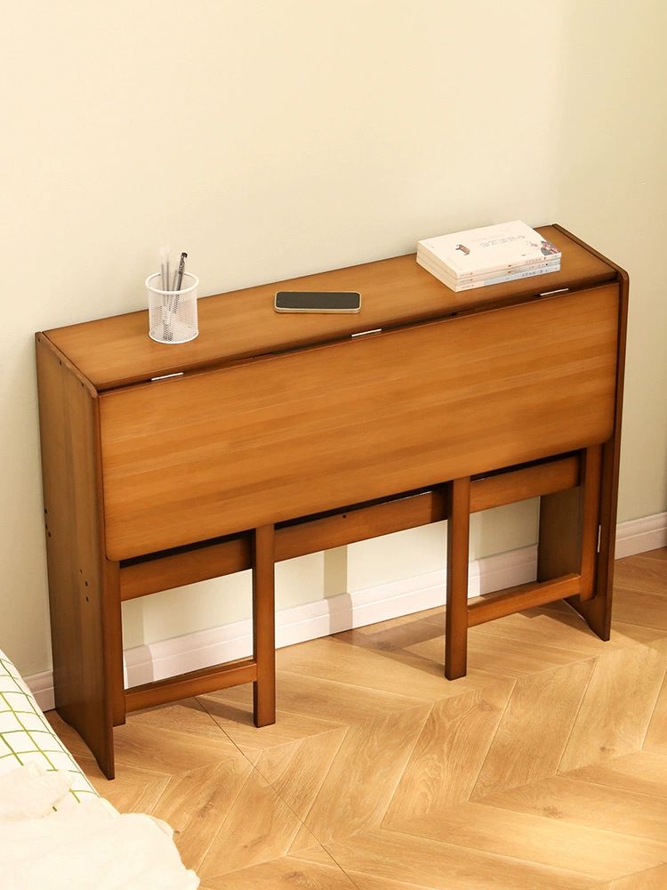 원목 접이식 책상 서재 거실 고등학생 엔틱 간이 컴퓨터 선반형 공간활용 책장 티 83cm - 상세 이미지 2
