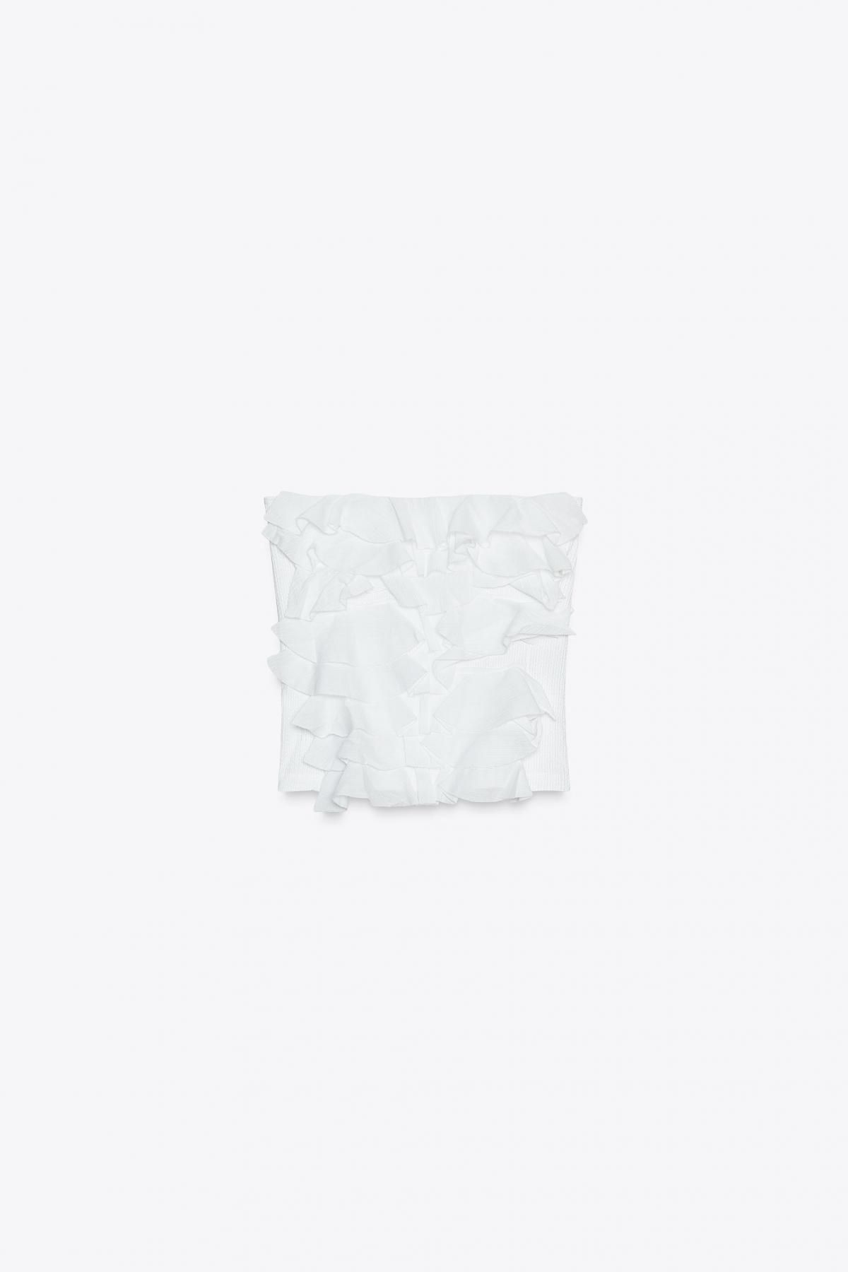 자라 러플 오프숄더 텍스처 탑 0085/800 WHITE - 메인 이미지
