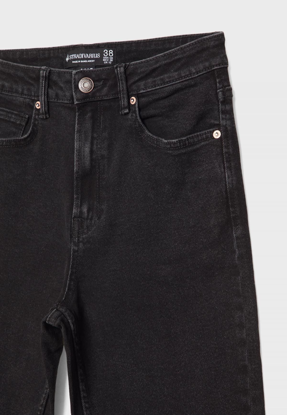 스트라디바리우스 블랙 슈퍼하이웨이스트 슬림핏 맘진 1465/488 BLACK DENIM WASH - 상세 이미지 2