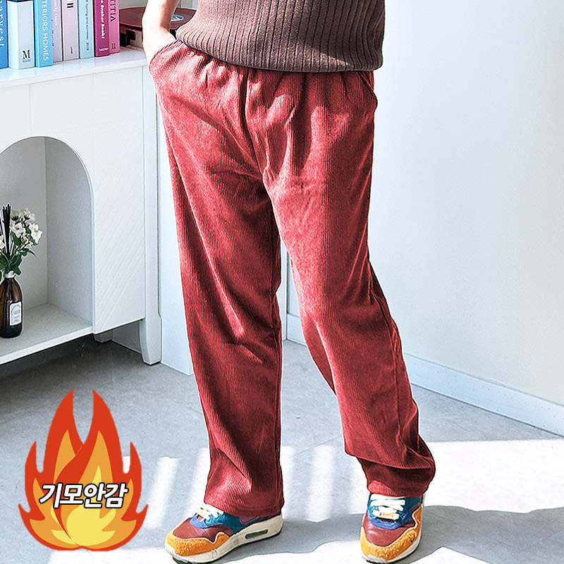 남자골덴바지 코듀로이팬츠 남성 기모와이드팬츠 양털안감 플리츠 기모바지 - 상세 이미지 5