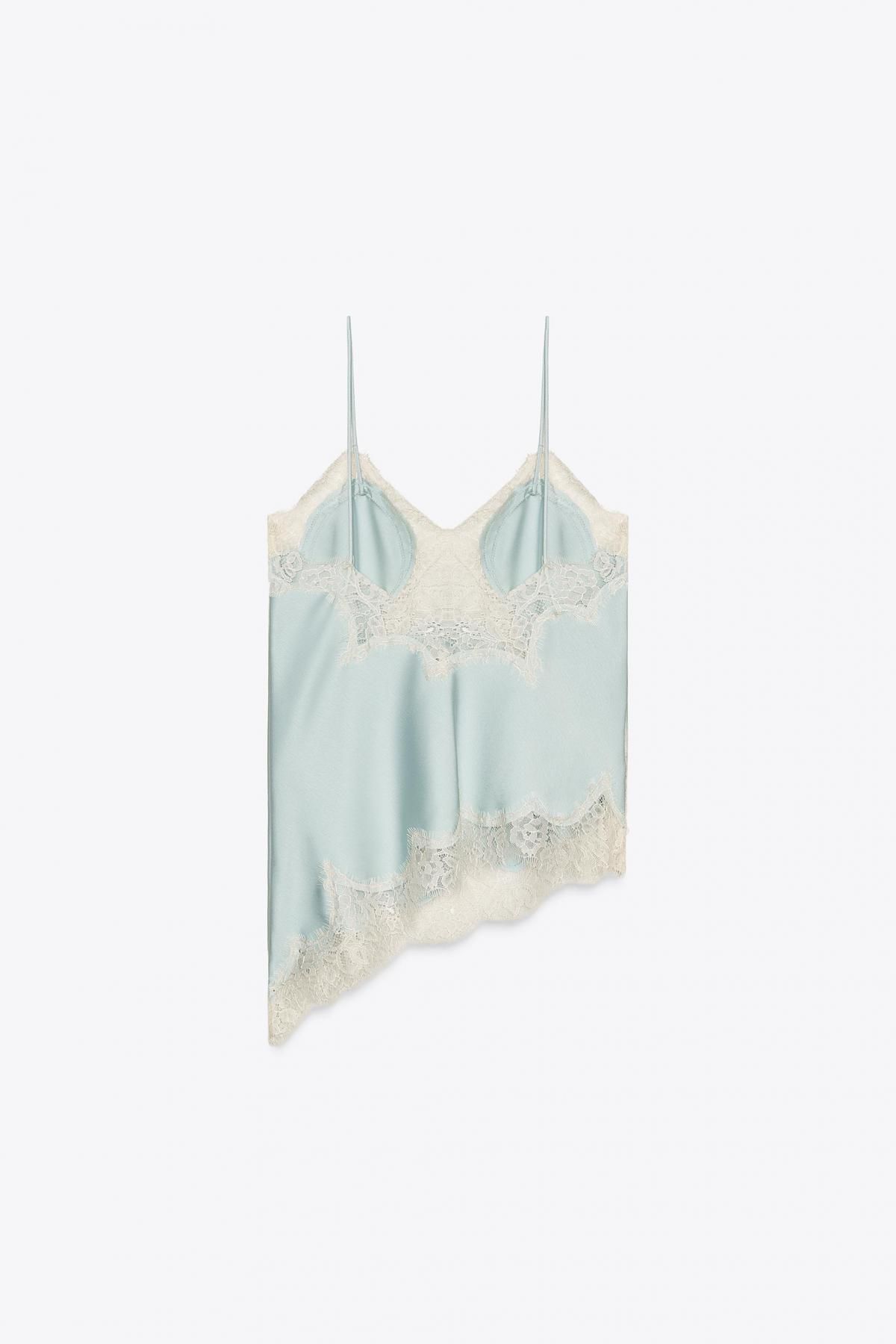 자라 레이스 캐미솔 브이넥 스트랩 탑 5919/105 LIGHT BLUE - 상세 이미지 4
