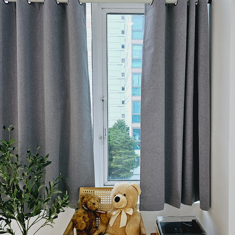 [창문형] 암막커튼+초강력 커튼압축봉 세트 라이트그레이, 260x165cm