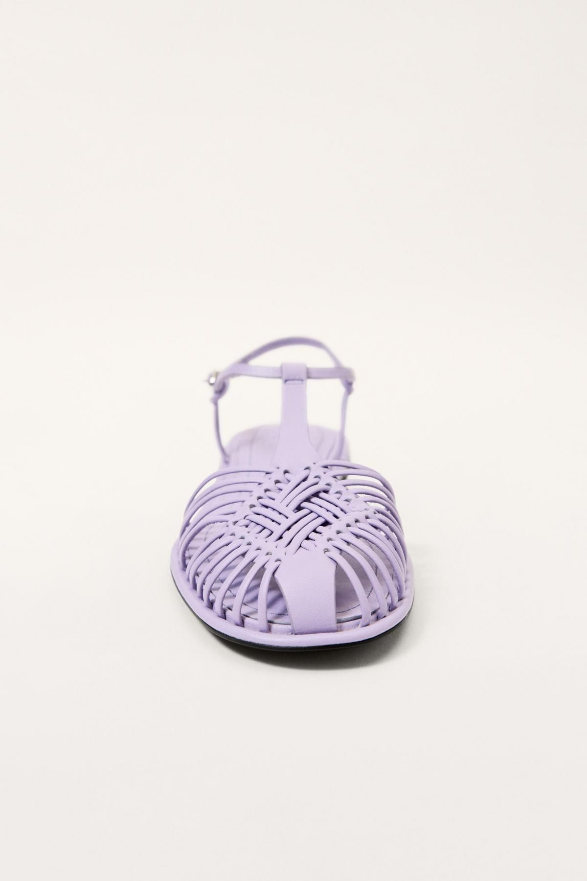 자라 브레이드 레더 케이지 스트랩 샌들 4501/610 MAUVE PURPLE - 상세 이미지 4