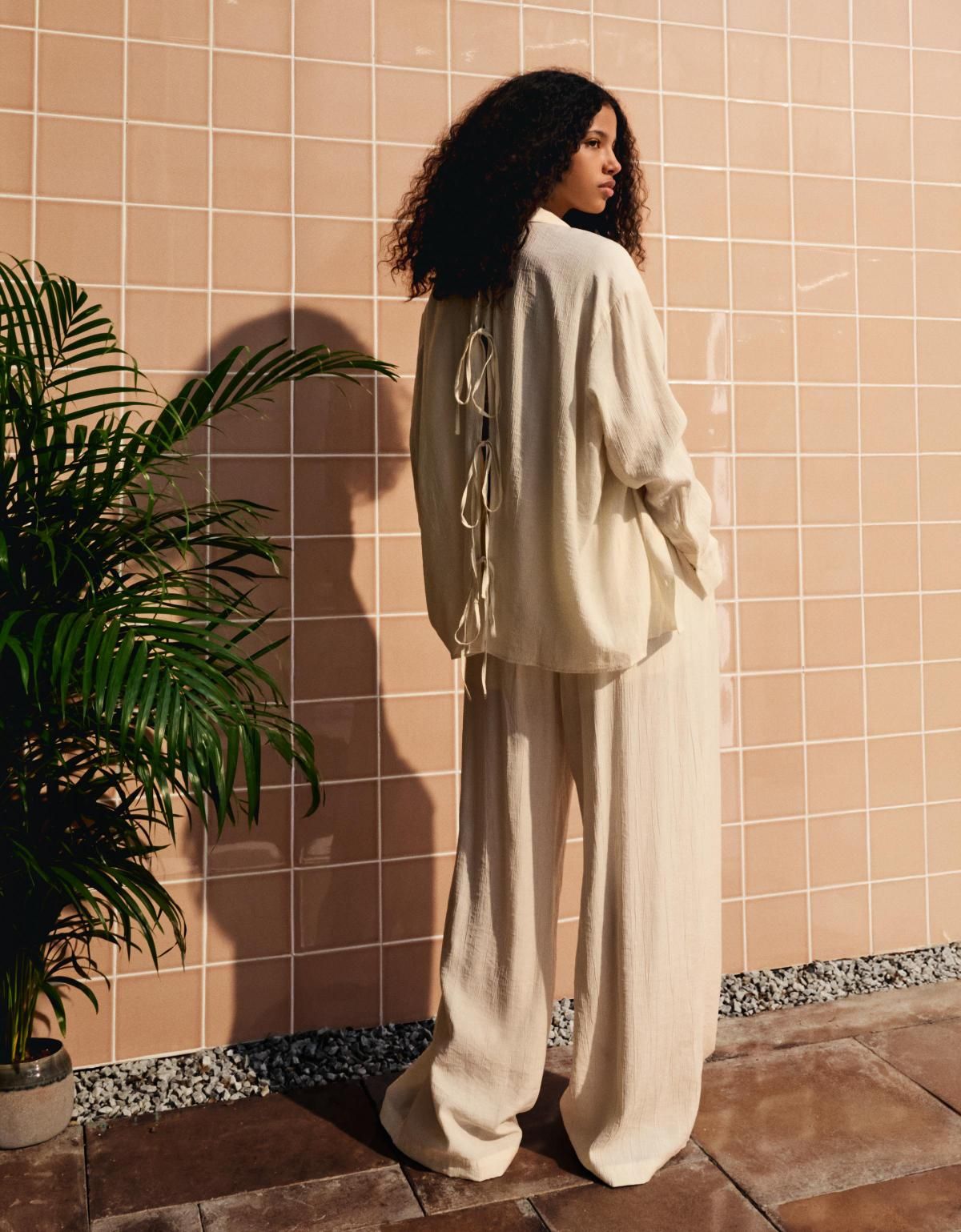 버쉬카 와이드 레그 드로스트링 팬츠 0103/710 CREAM - 상세 이미지 4