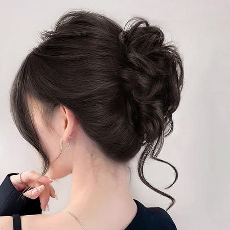 [혜명생필품마트] 웨이브 올림머리 브라운 루이 C컬펌 뿌까머리 블랙웨이브포인트 여성올림머리당고밴드