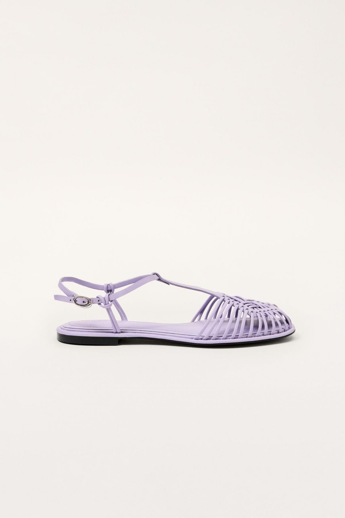 자라 브레이드 레더 케이지 스트랩 샌들 4501/610 MAUVE PURPLE - 상품 이미지