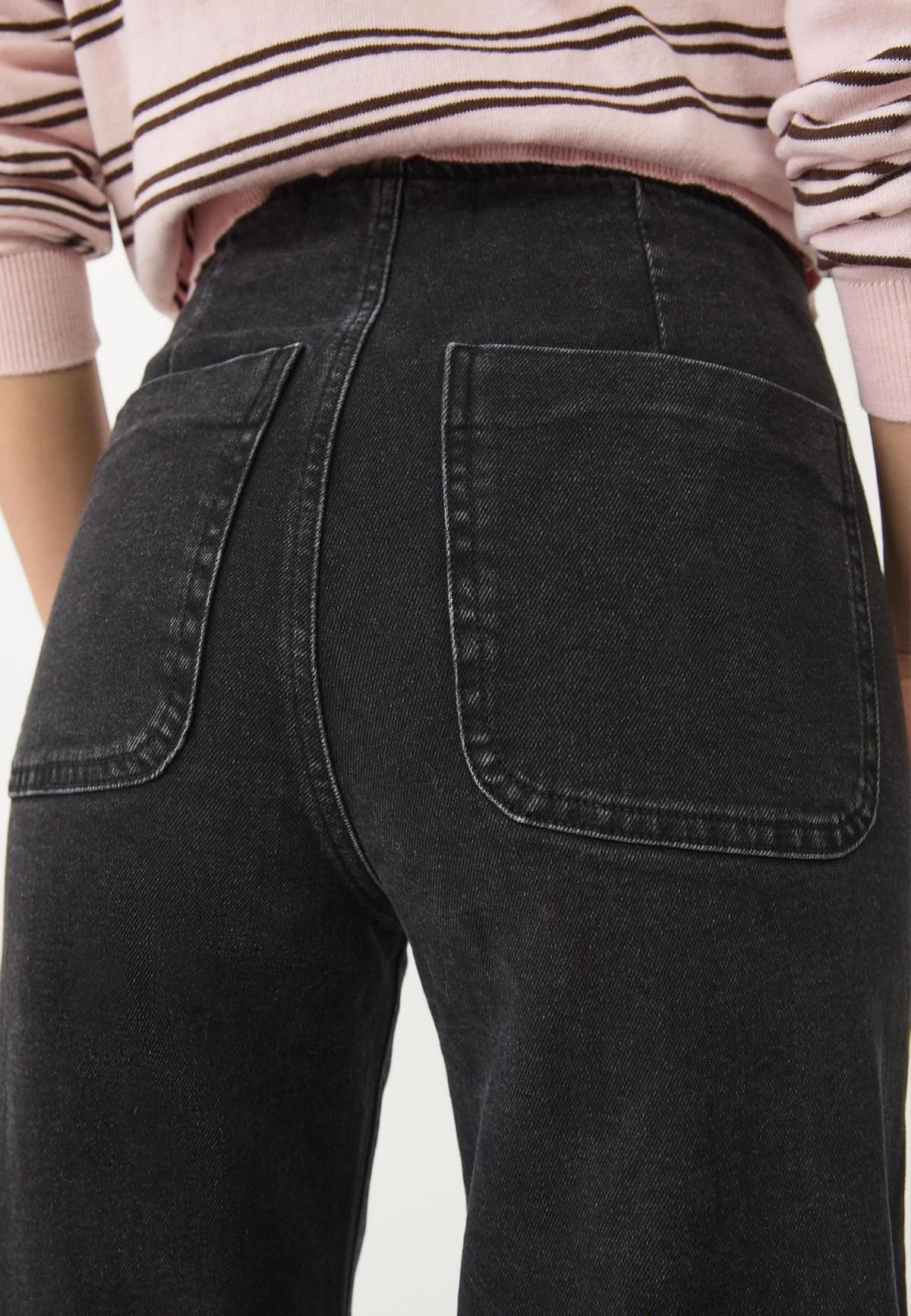 스트라디바리우스 미니멀 하이라이즈 와이드핏 포켓 데님 팬츠 1477/779 BLACK DENIM WASH - 상세 이미지 3