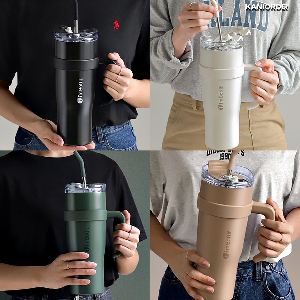 냉온 텀블러 대형 물병 굵은빨대 캠핑 운동 보온병 1200ml - 상품 이미지