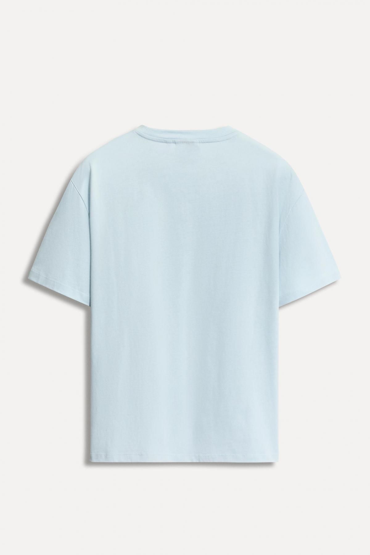 자라 50주년 패치 포켓 코튼 반팔 티셔츠 0085/011 LIGHT BLUE - 상세 이미지 2