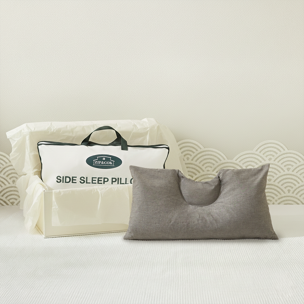 집앤콕 베개 일자목 거북목 목디스크 옆으로도 편한 경추베개 그레이, 30x60