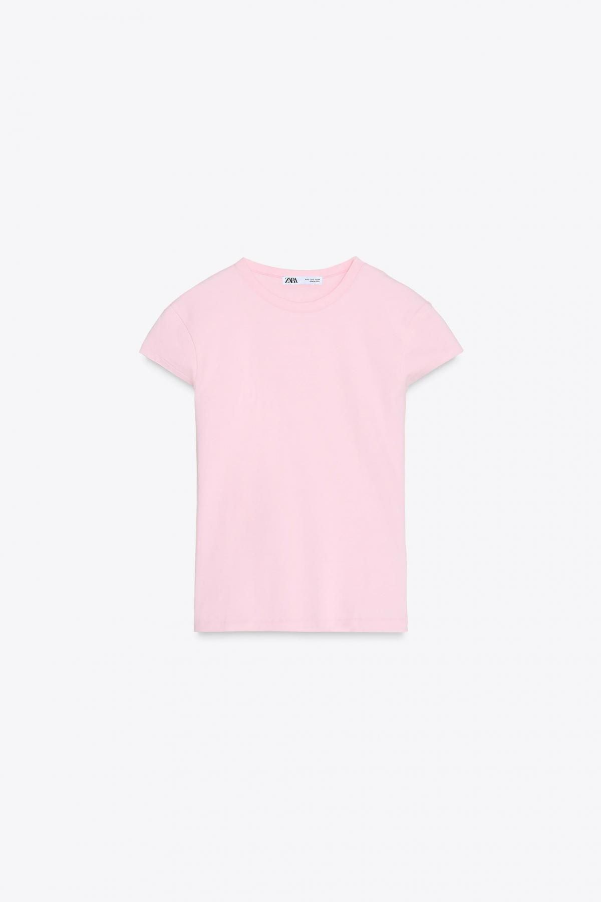 자라 슬림핏 라운드넥 반팔 티셔츠 4174/325 PINK - 메인 이미지