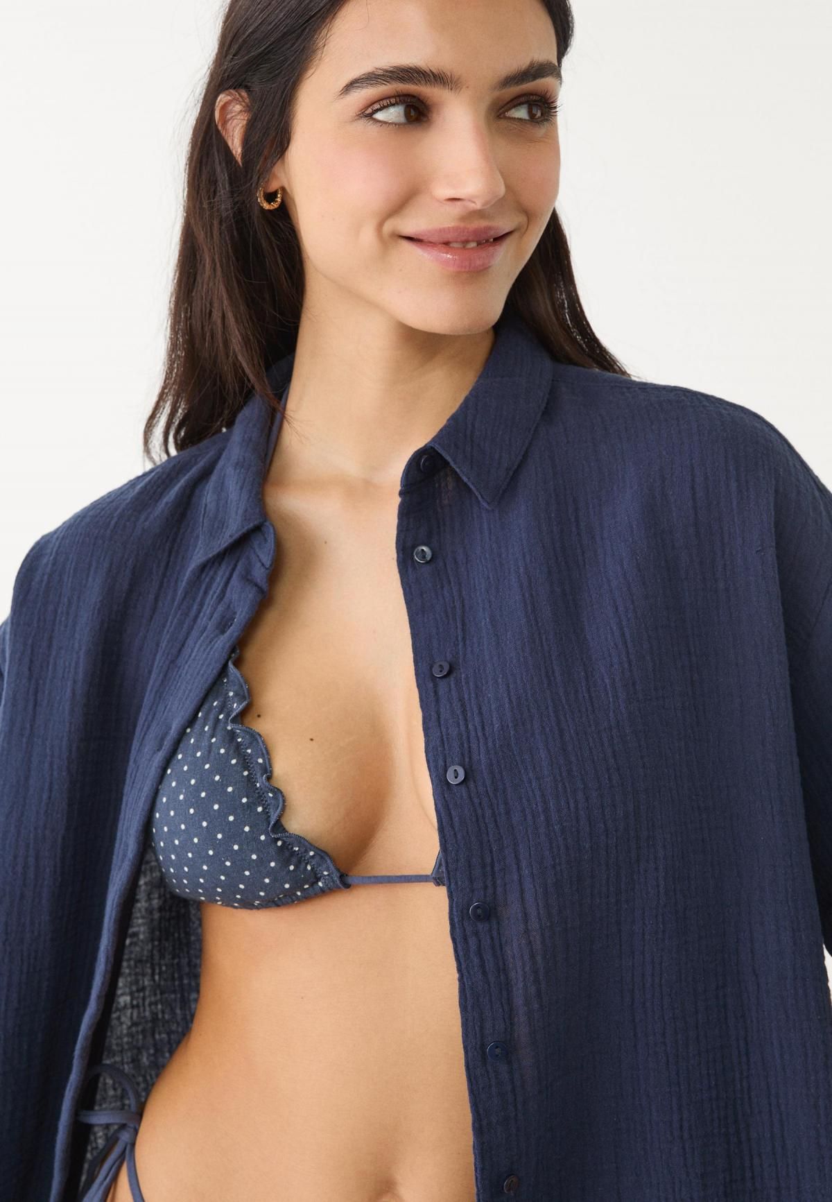 스트라디바리우스 테크니컬 코튼 반팔 셔츠 네이비 7131/582 NAVY BLUE - 상세 이미지 2