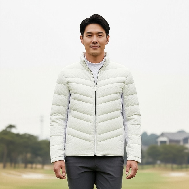 PING 핑골프 남성 겨울 간절기 스판 골프웨어 구스다운 경량패딩 자켓 - 상품 이미지