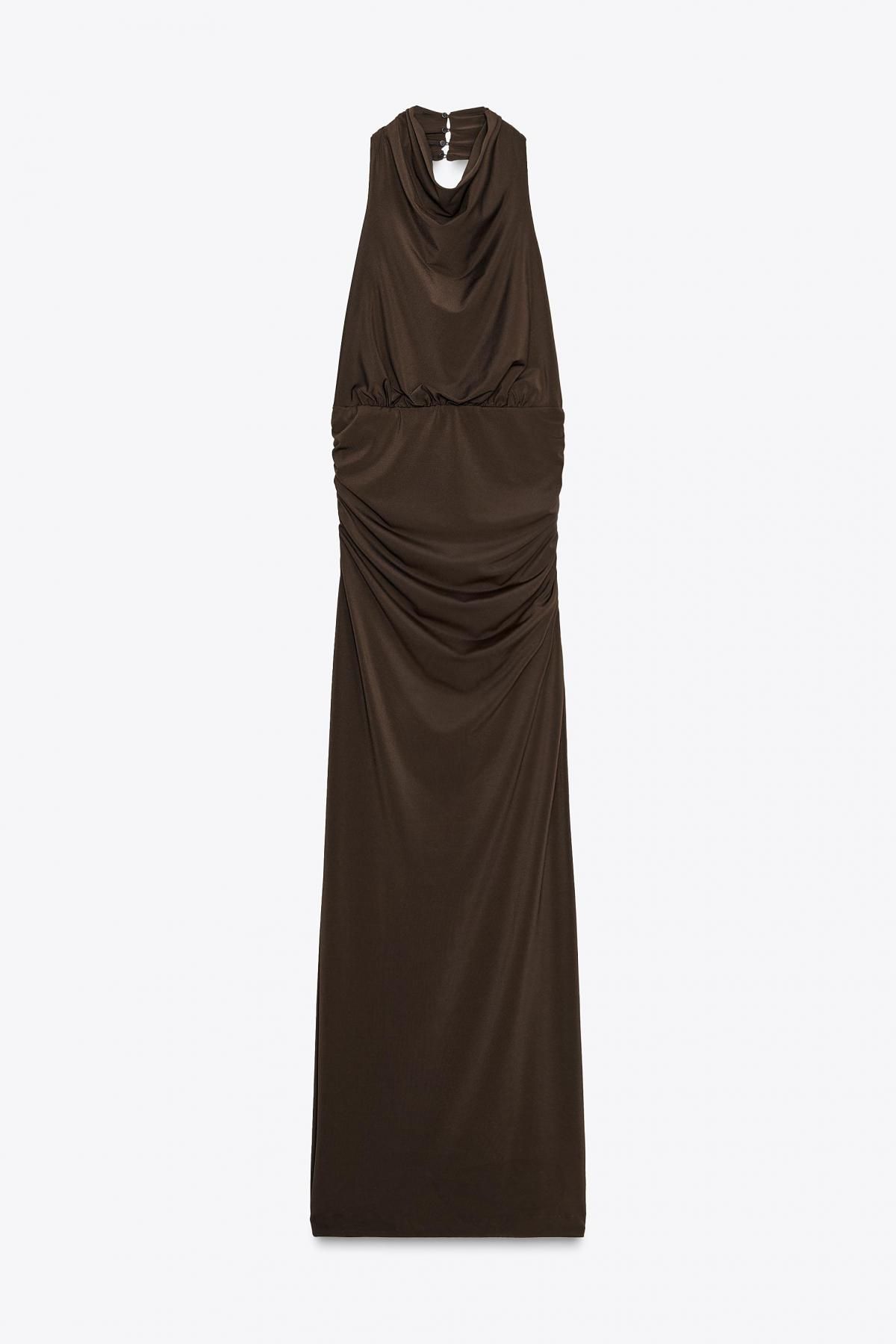 자라 드레이프 백오픈 롱 홀터넥 원피스 3152/212 DARK BROWN - 메인 이미지