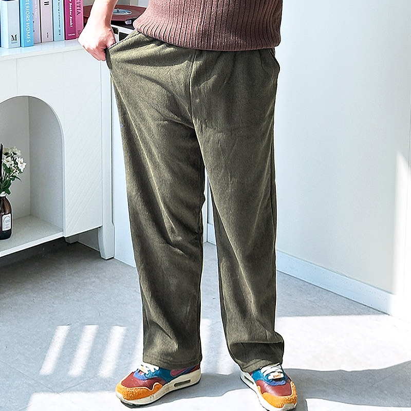 남자골덴바지 코듀로이팬츠 남성 기모와이드팬츠 양털안감 플리츠 기모바지 - 상품 이미지