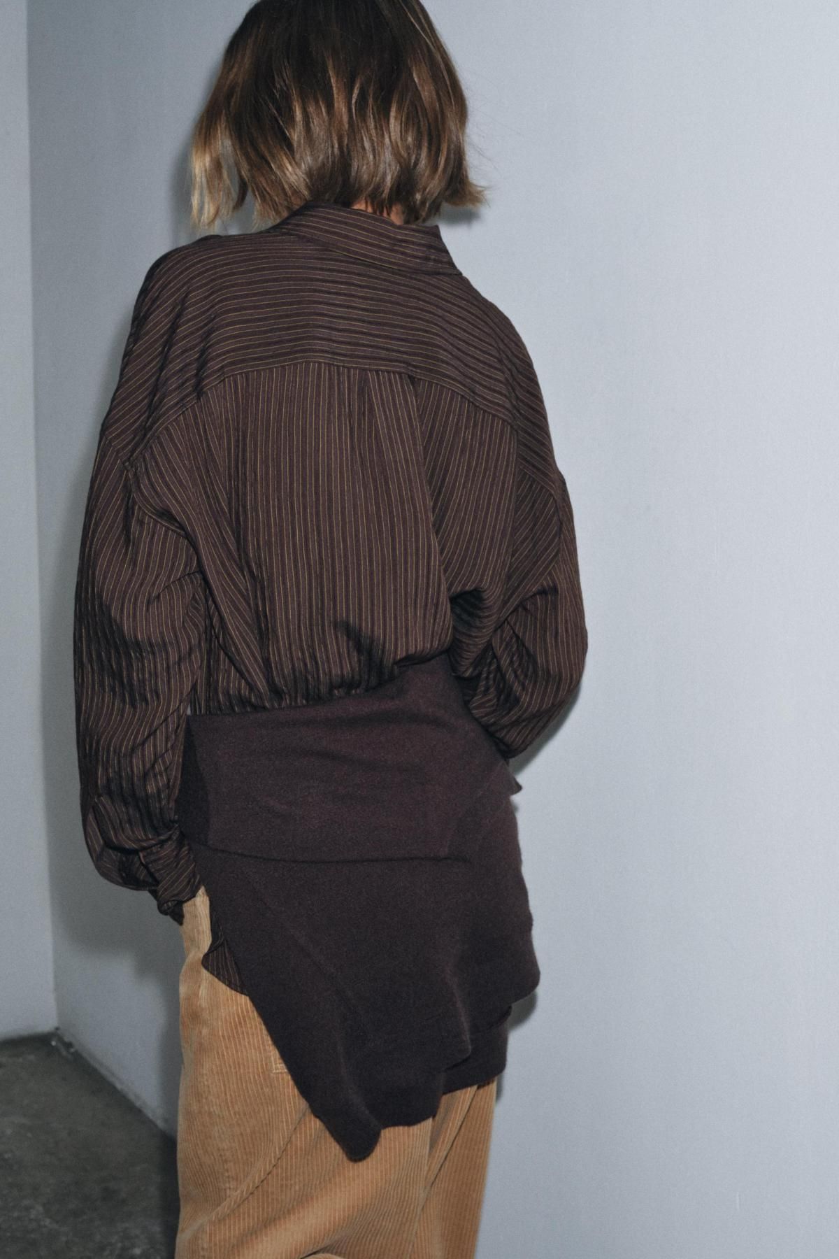 자라 오버핏 스트라이프 플루이드 셔츠 9479/271 BROWN - 상세 이미지 4