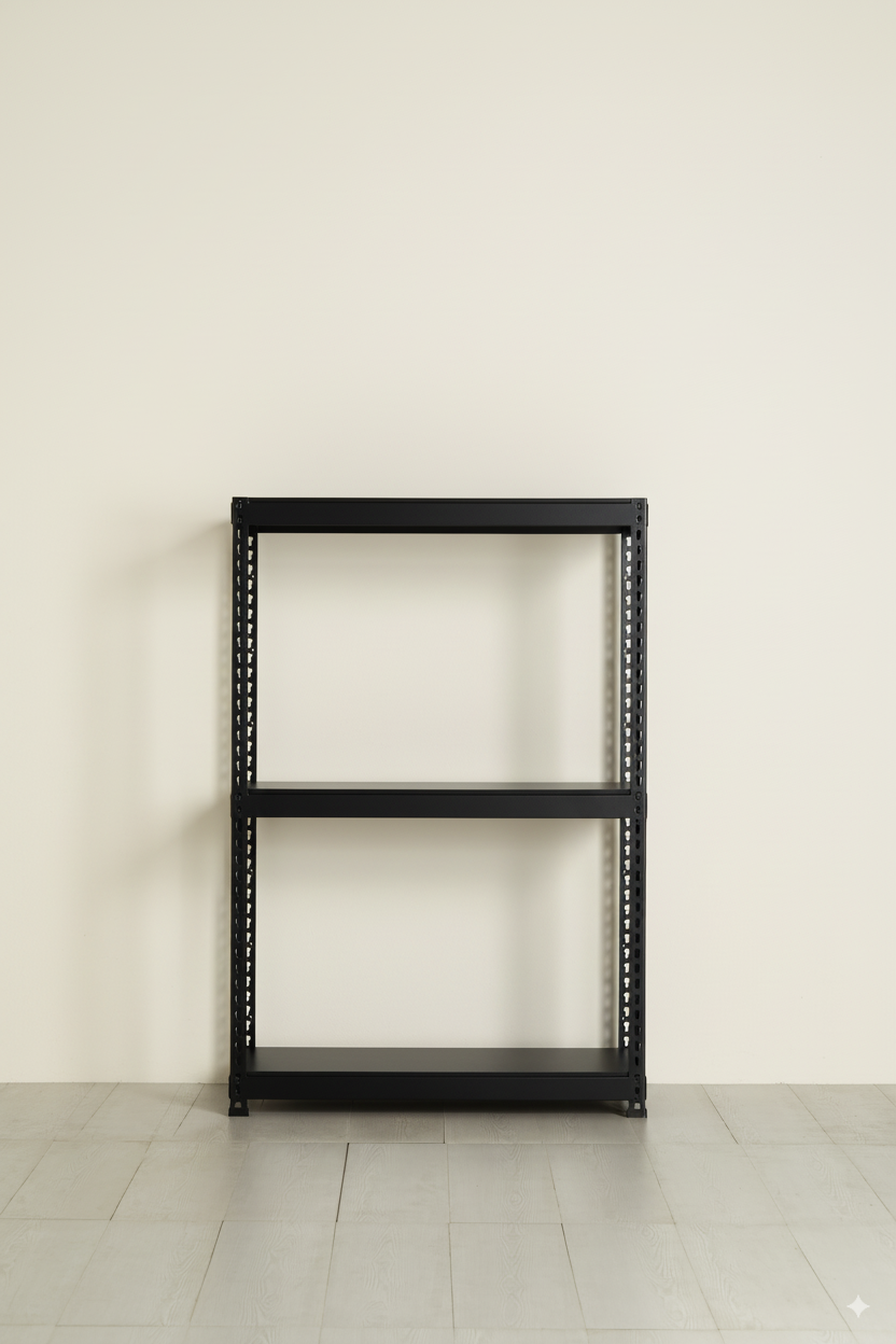 폴던스랙 올스틸 올블랙 홈 카페 거실 수납 선반 인테리어 선반장 900x300x900mm, 3단, 블랙 - 상세 이미지 3