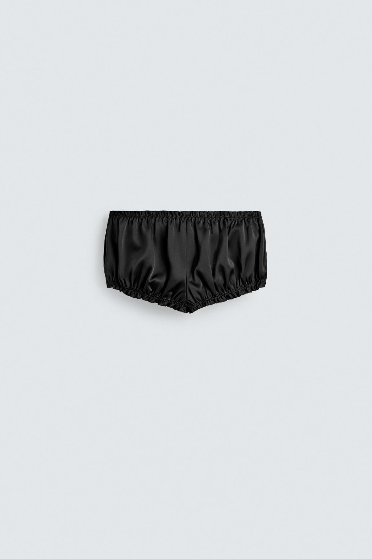 자라 엘라스틱 웨이스트 새틴 미니 쇼츠 X 해리 램버트 디즈니 4391/526 BLACK - 상세 이미지 3