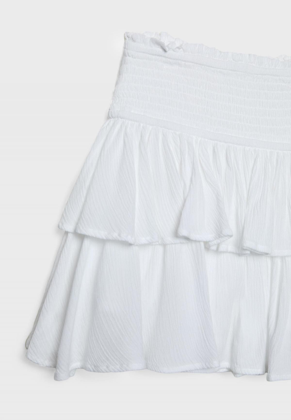 스트라디바리우스 스모크 웨이스트 러플 미니 스커트 7397/560 WHITE - 상세 이미지 3