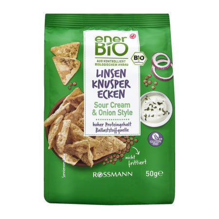 [해외]로스만 에너바이오 enerBiO 렌틸 크런치 칩 사워크림 어니언맛 50g