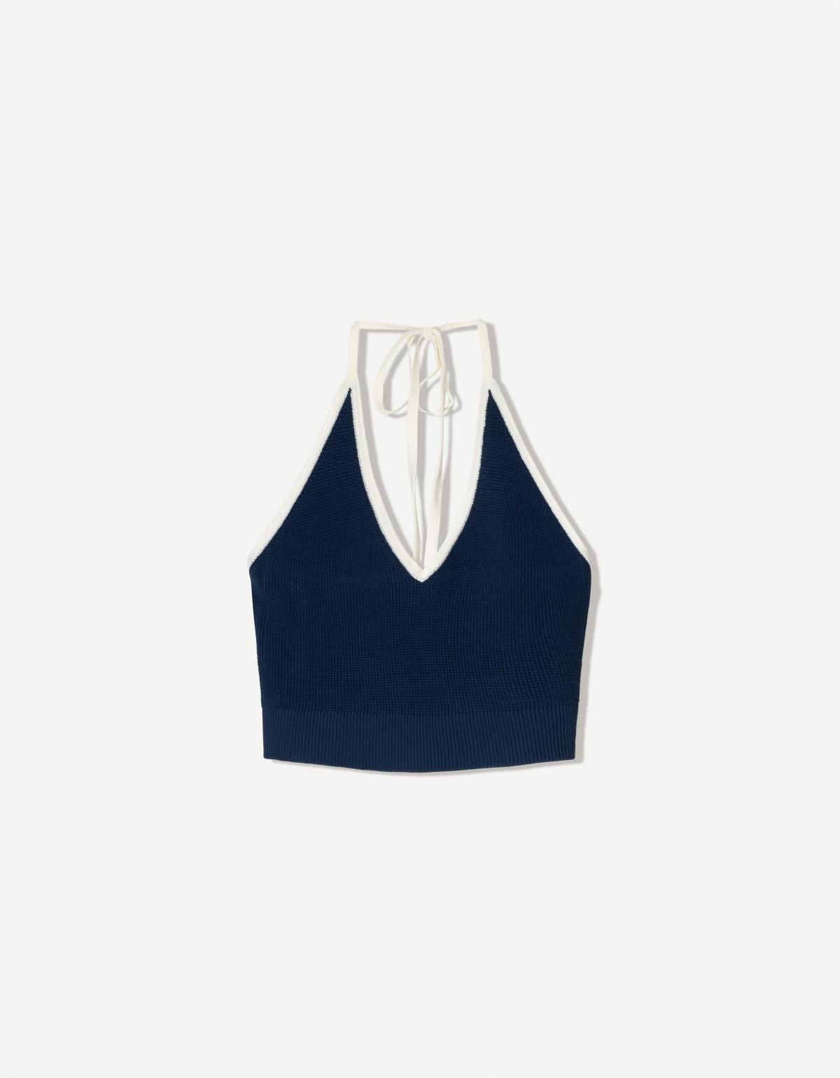 버쉬카 배색 홀터 탑 3955/663 BLUE - 상품 이미지
