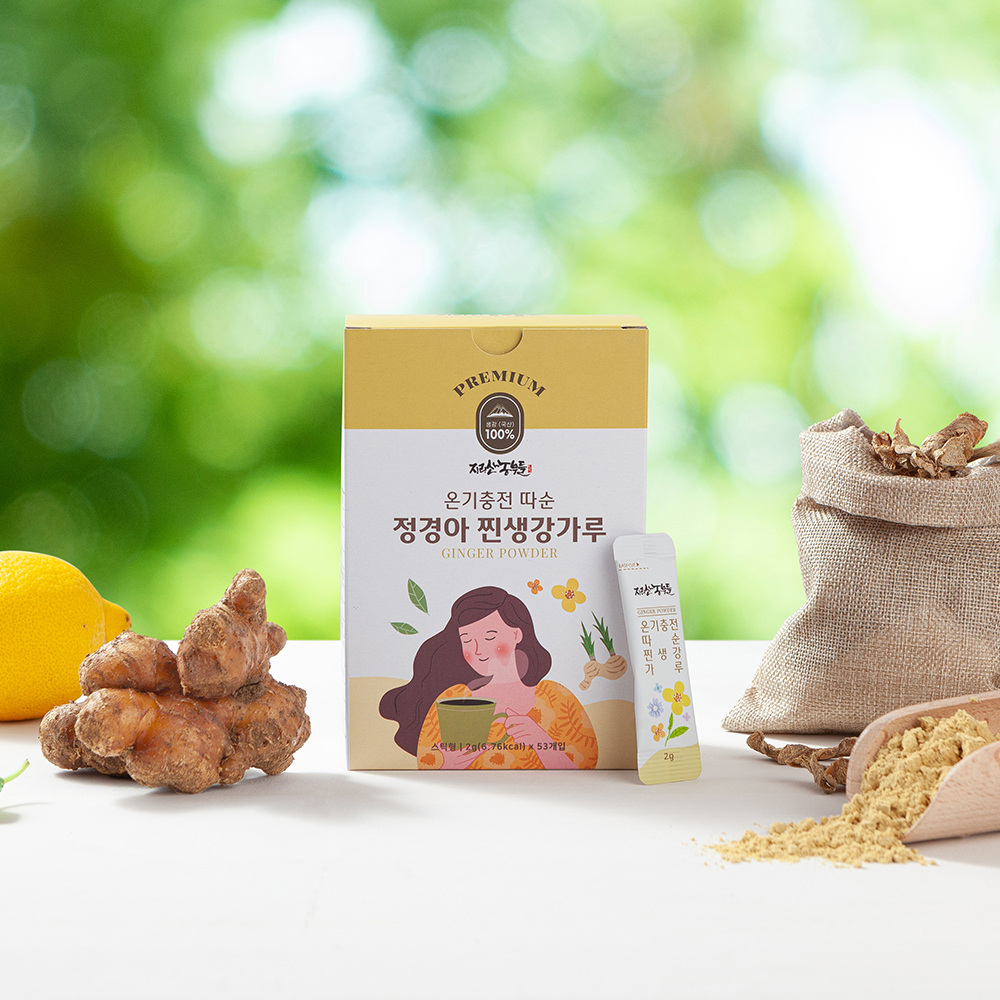 정경아 찐 생강가루 80g 무설탕 생강차 분말 즙 스틱 토종 국산