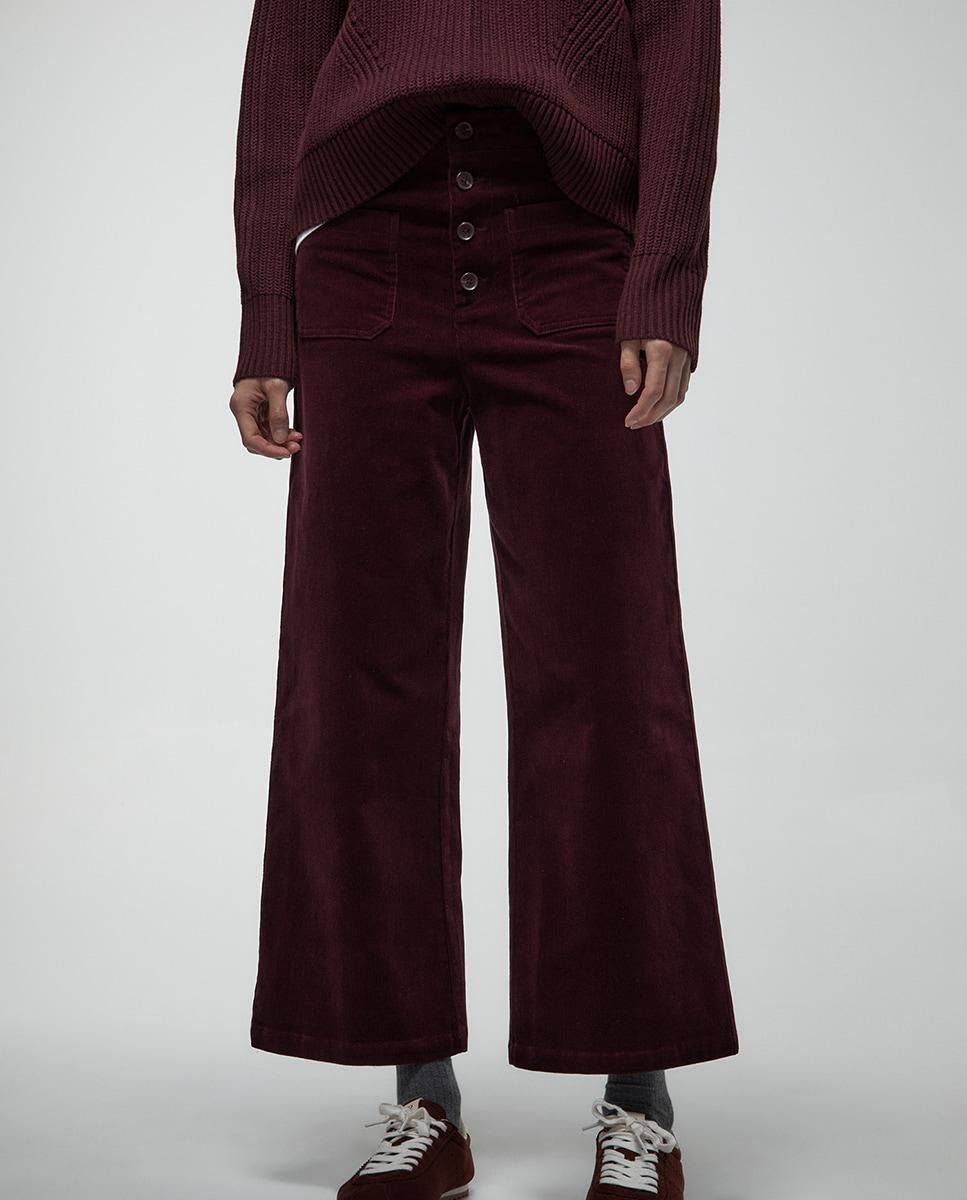 스페라 코듀로이 버튼 포켓 버건디 와이드 팬츠 58405402619 BURDEOS - 상품 이미지