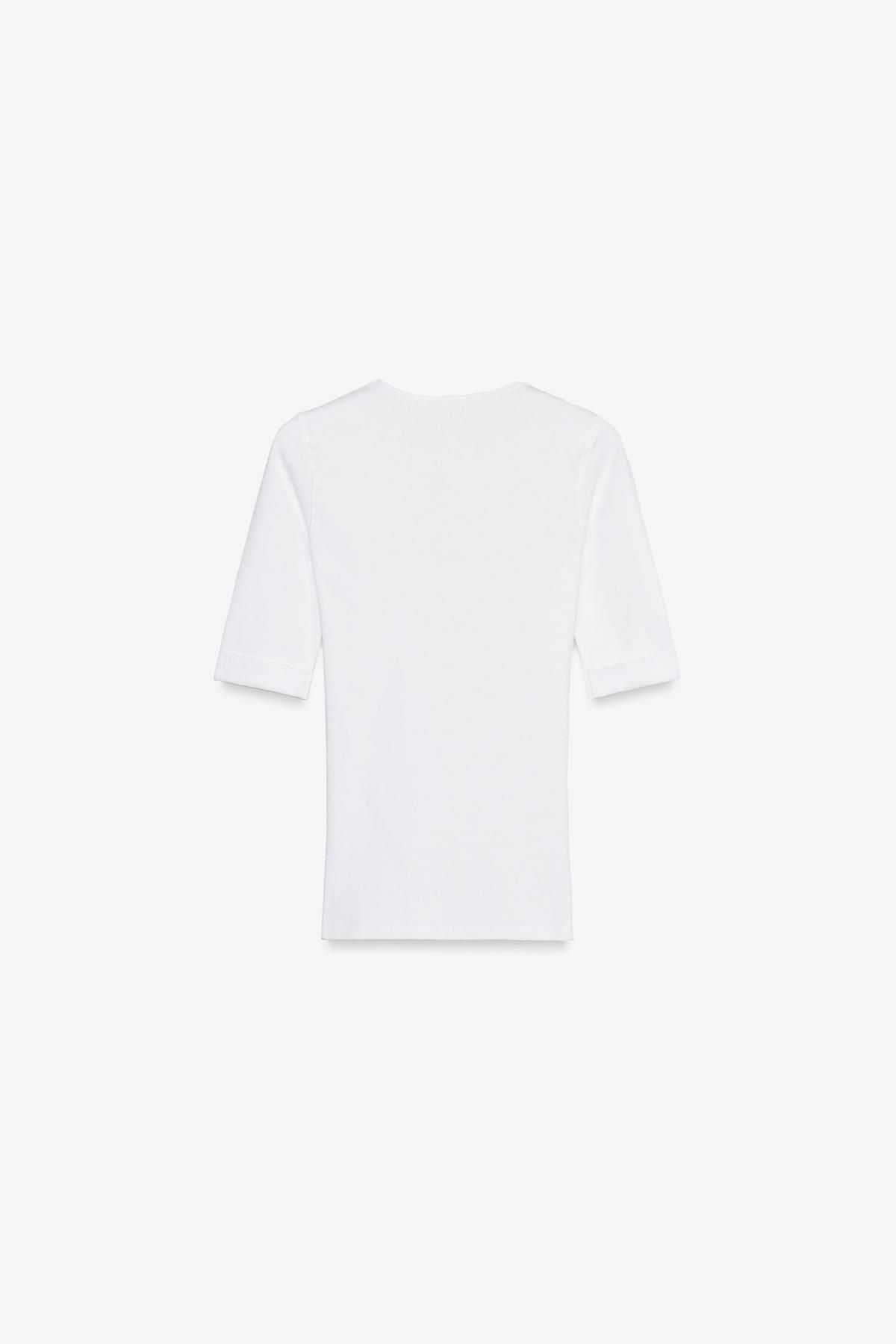 자라 페이디드 코튼 티셔츠 2335/155 WHITE - 상세 이미지 5