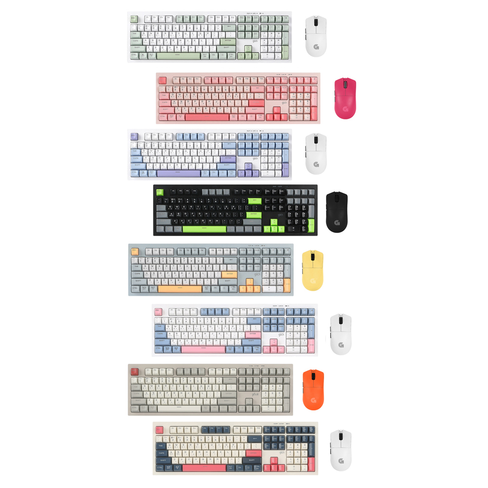 지클릭커 오피스프로 WMK990 사일런스 M RGB 무소음 무선 블루투스 108 키보드 마우스 세트 Poker Green - 상세 이미지 2