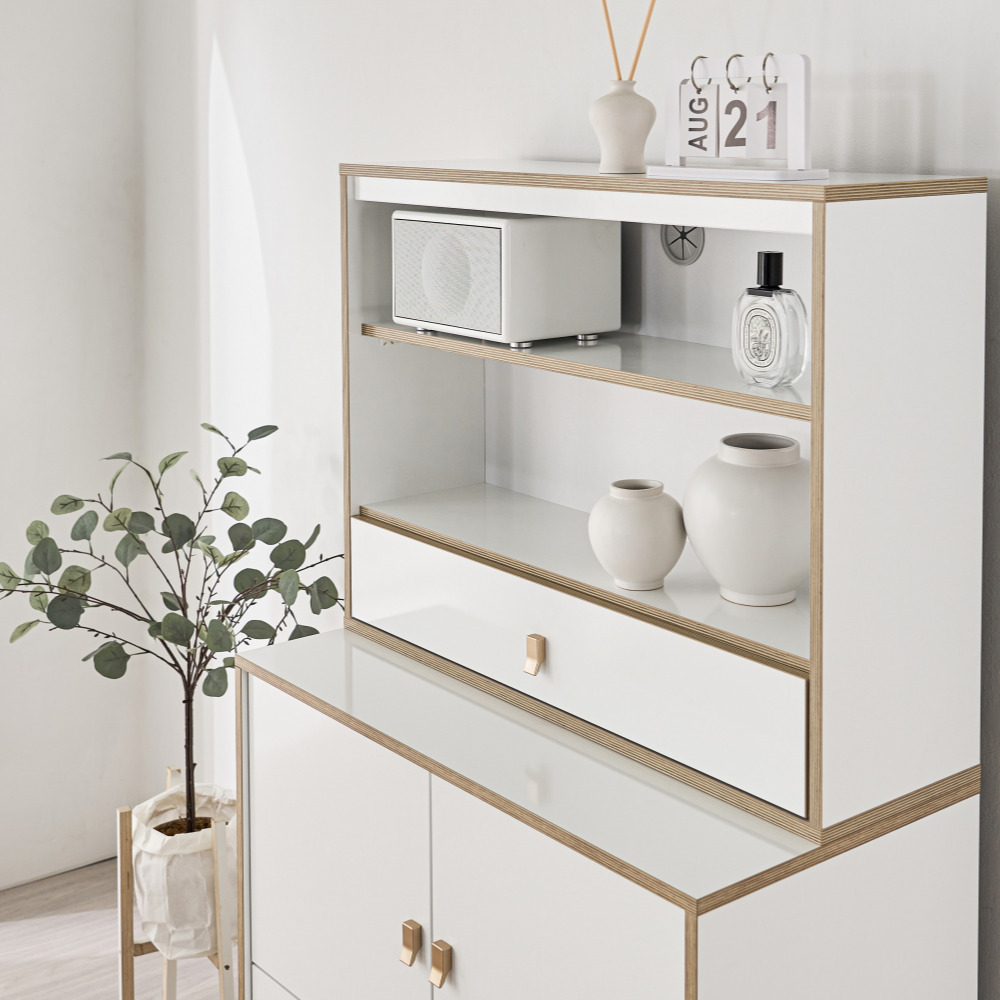 차차 인테리어 안방 드레스룸 옷 오픈 서랍장 800 세트 800x400x1357mm, 5단, 네추럴화이트 - 상세 이미지 2