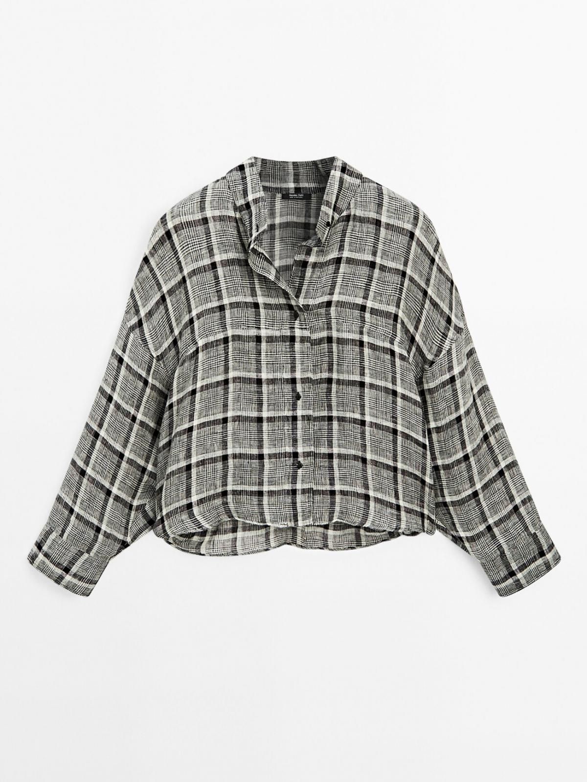 마시모두띠 린넨 체크 오버핏 긴팔 셔츠 5160/528 GREY - 상품 이미지
