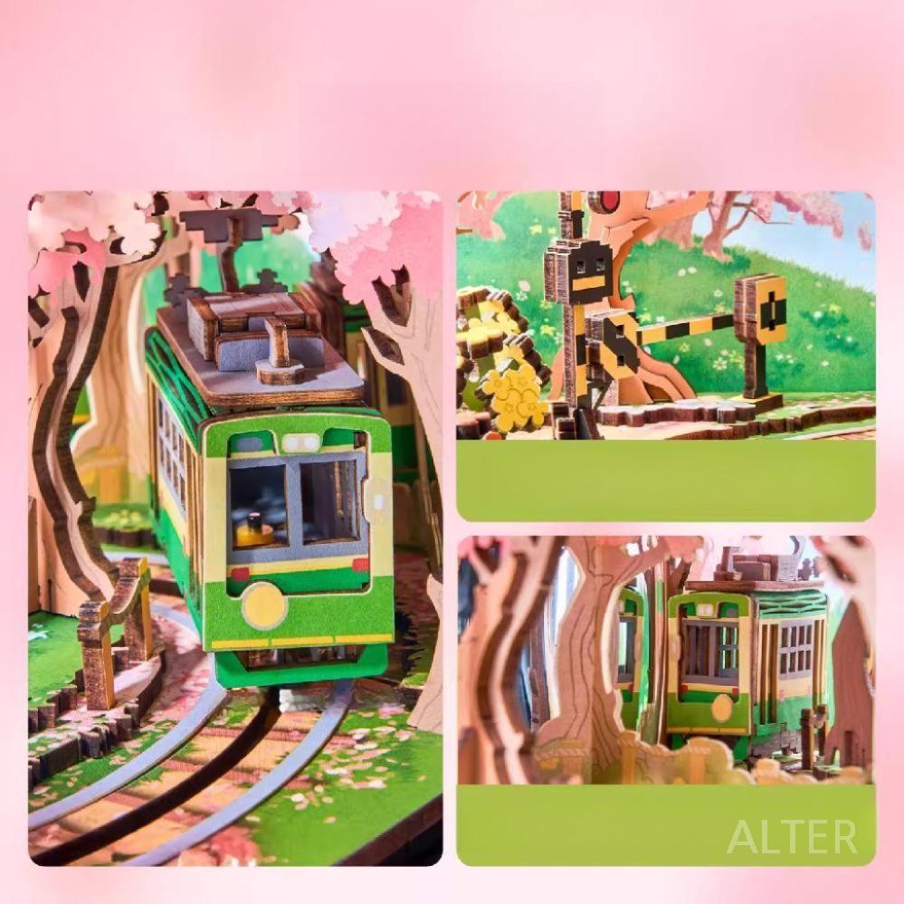 벚꽃 여행 뮤직박스 오르골 핸드메이드 모형 블록 DIY 벚꽃 꿈 여행 - 상세 이미지 4