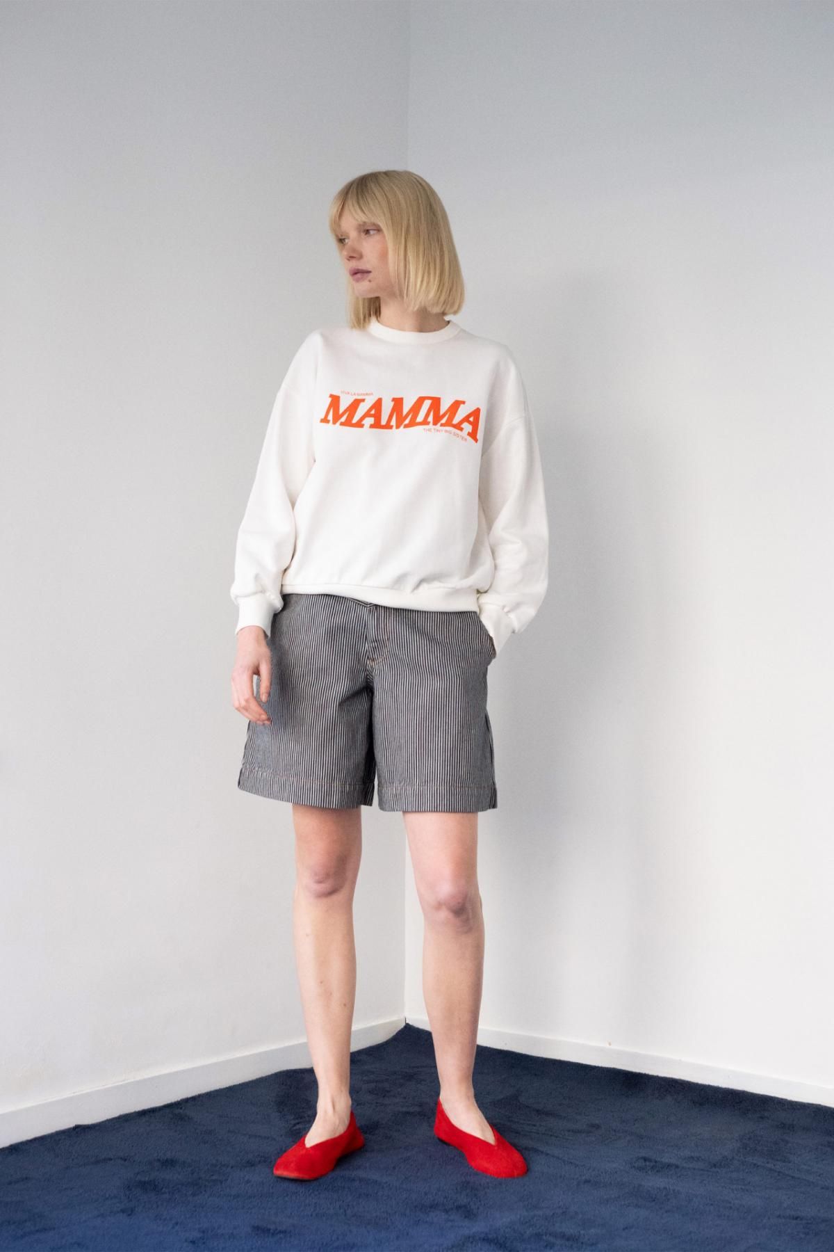 타이니코튼 프린트 오버핏 화이트 맨투맨 MAMMA SS25-734104 ONE COLOR - 상세 이미지 4