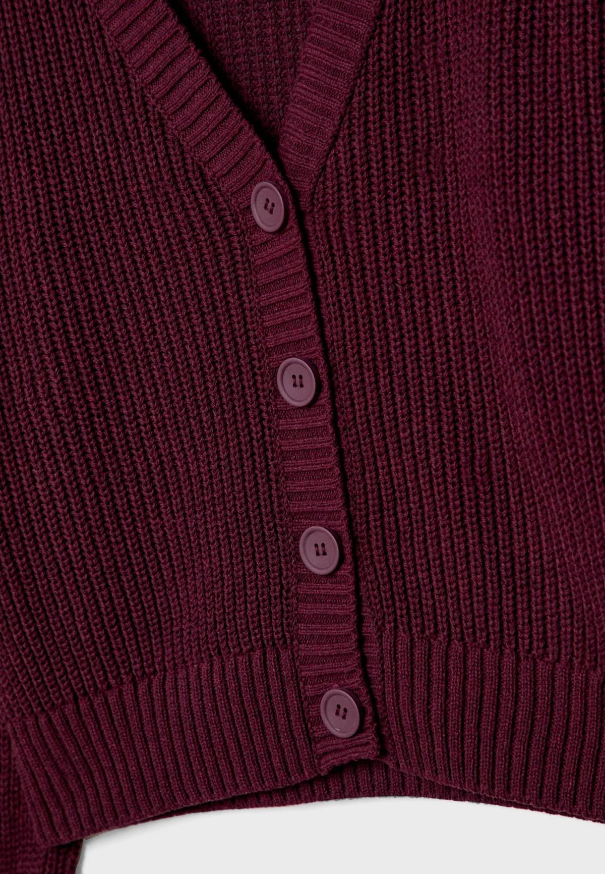 스트라디바리우스 버건디 브이넥 버튼업 니트 카디건 7549/210 BURGUNDY - 상세 이미지 2